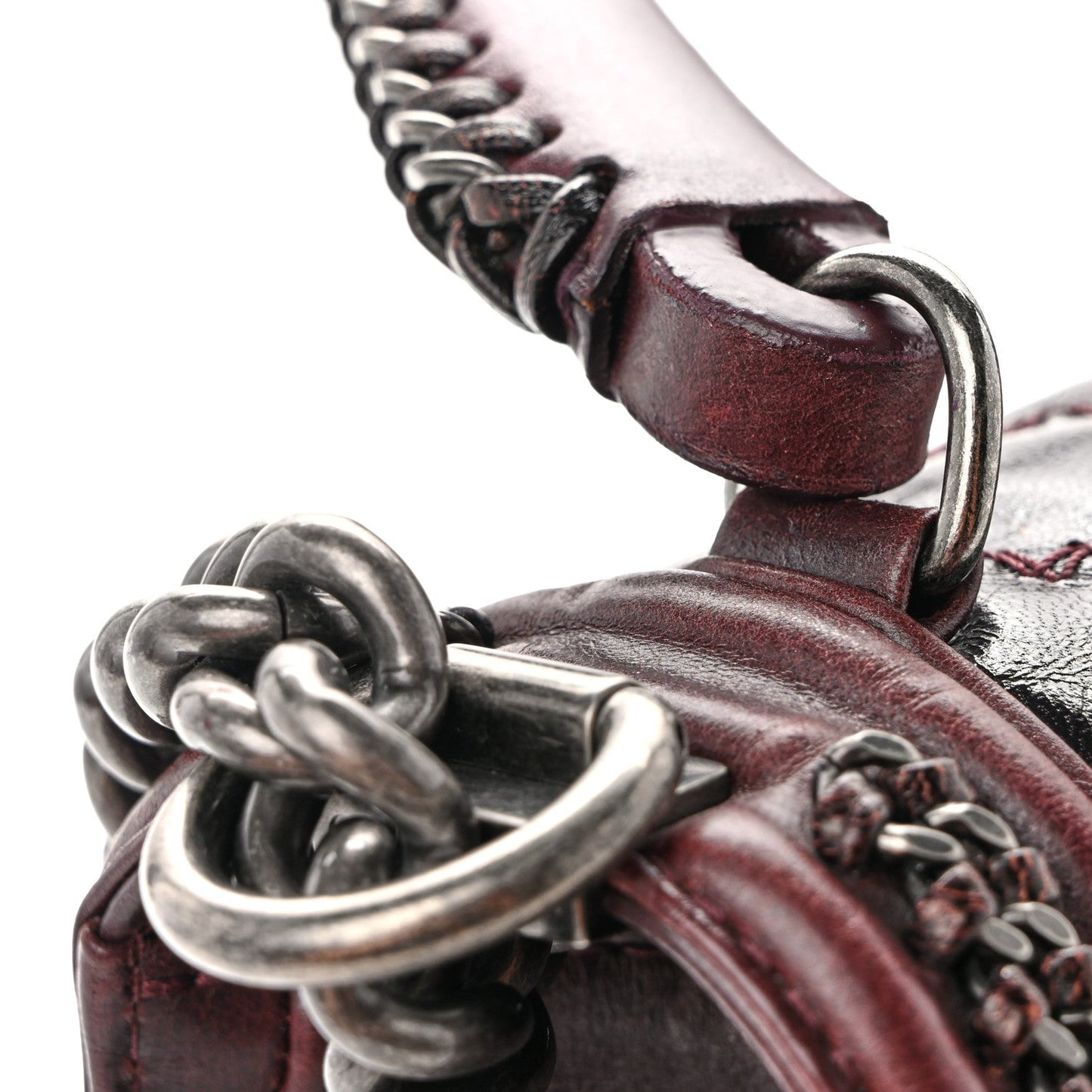 Goatskin Quilted New Medium Boy Handle Flap Burgundy