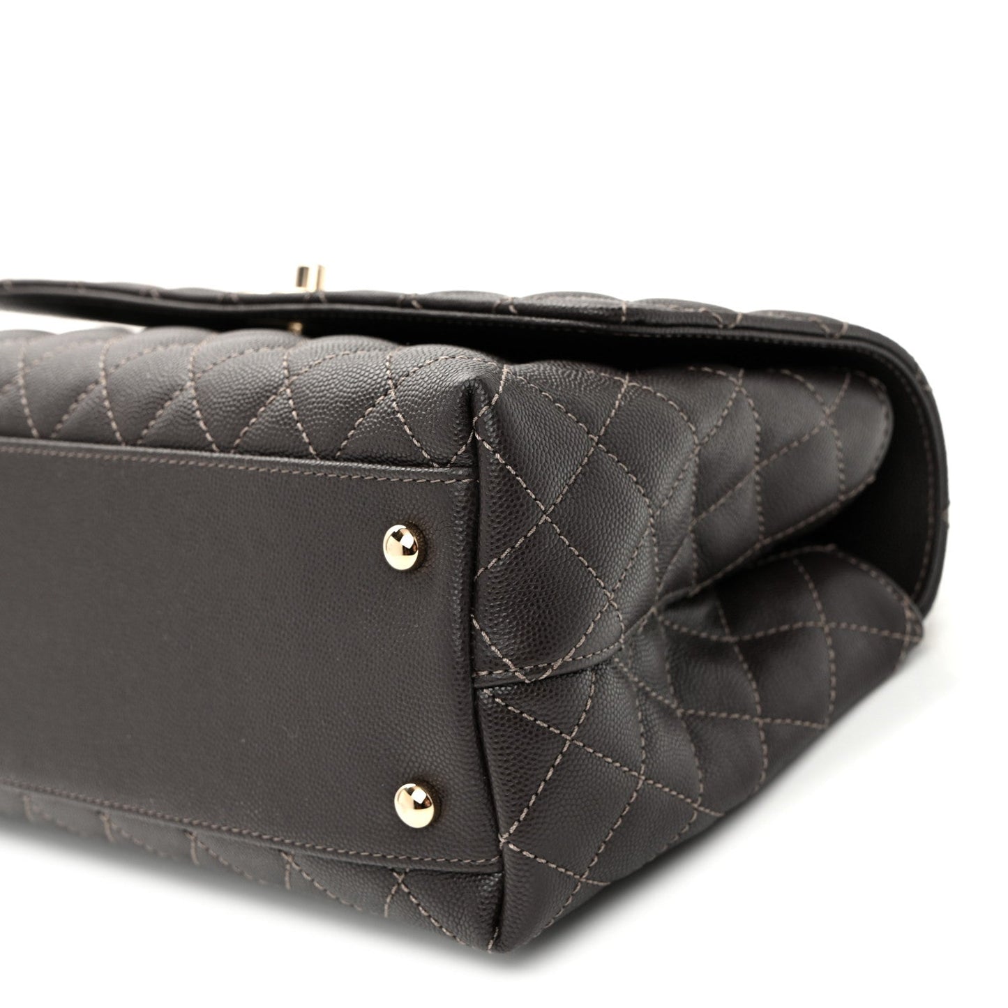 Caviar Quilted Small Coco Handle Flap Dark Brown Dark Brown