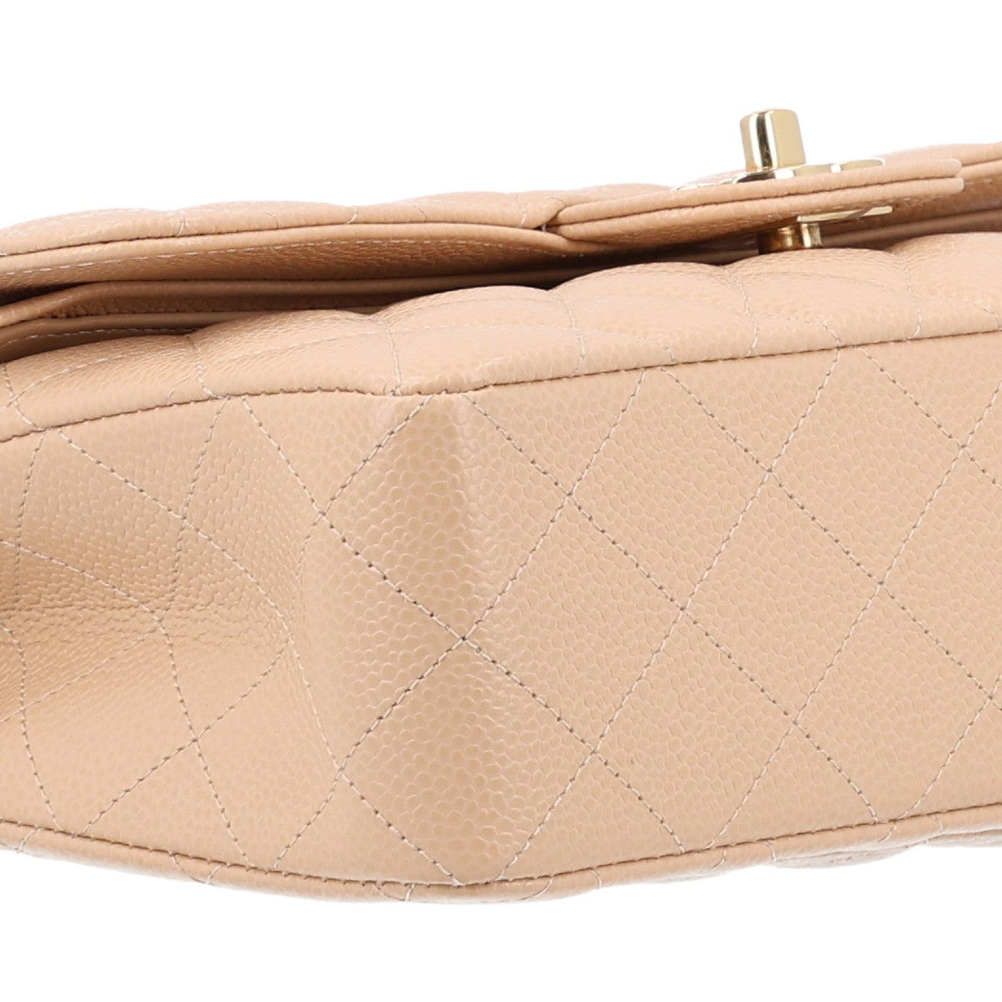 Caviar Quilted Small Double Flap Beige
