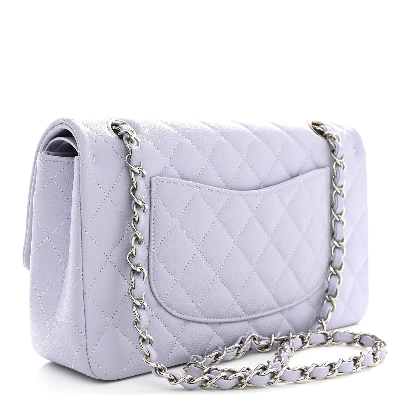 Caviar Quilted Medium Double Flap Light Purple