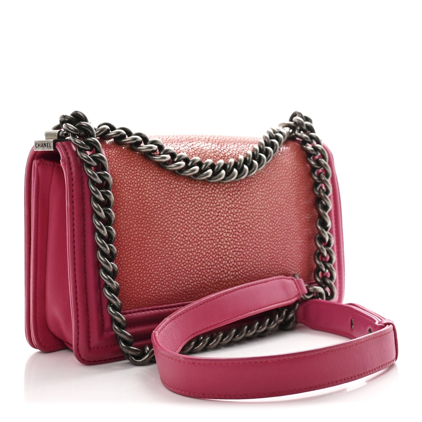 Galuchat Stingray Medium Boy Flap Pink