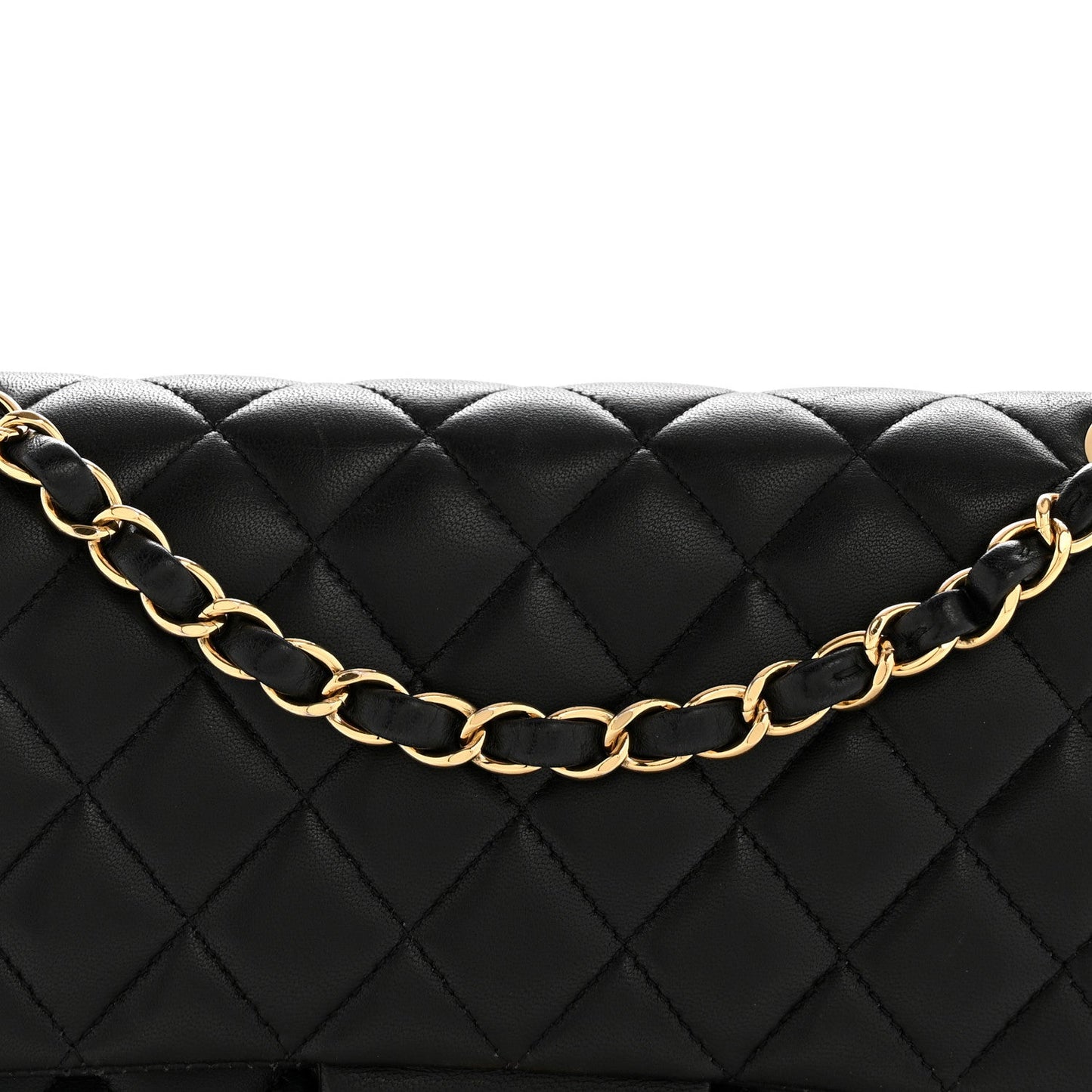 Lambskin Quilted Medium Double Flap Black