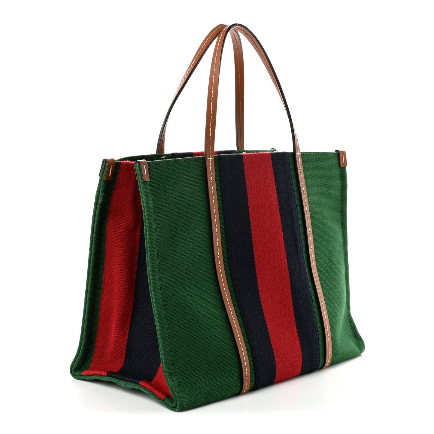 Canvas Calfskin Web Small Interlocking G Tote Bag Green Red