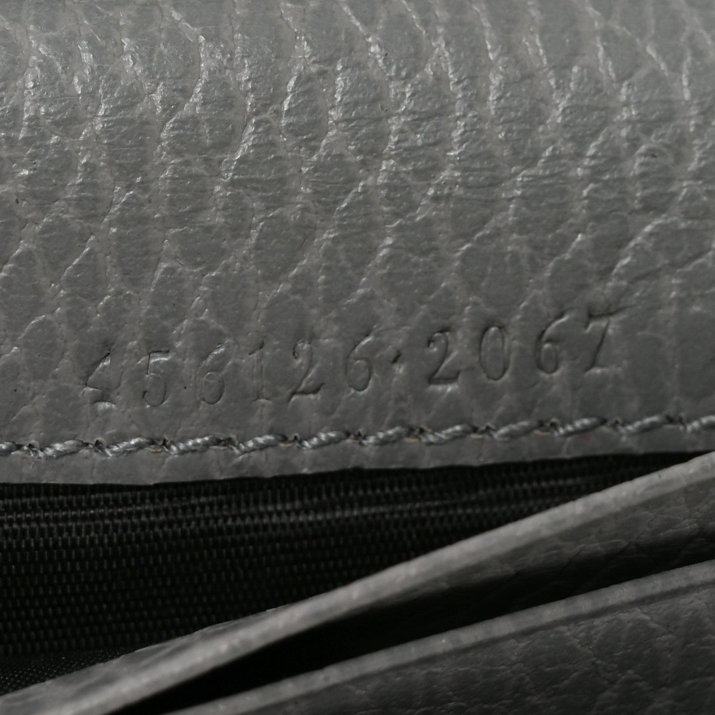 Dollar Calfskin Enamel Monochrome Medium GG Marmont Wallet Deep Grey