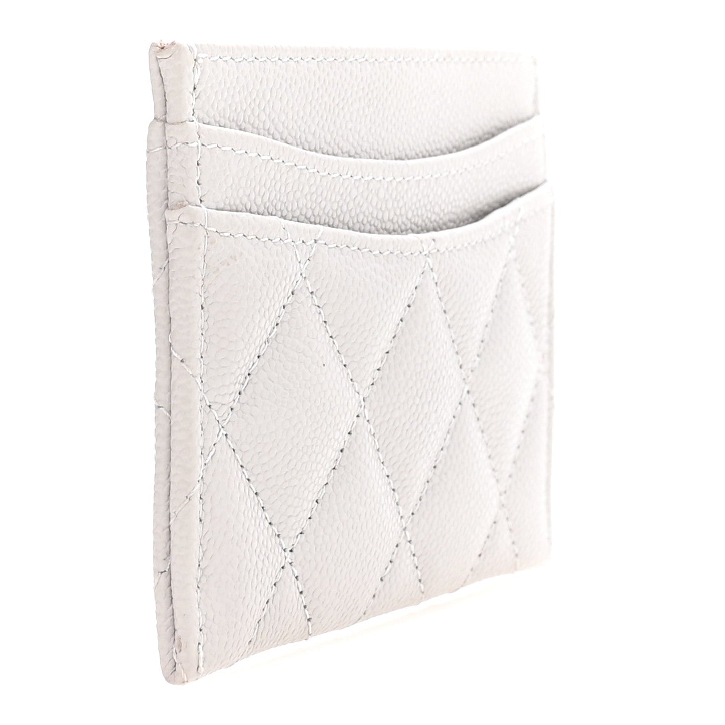 Caviar Quilted Card Holder Light Grey