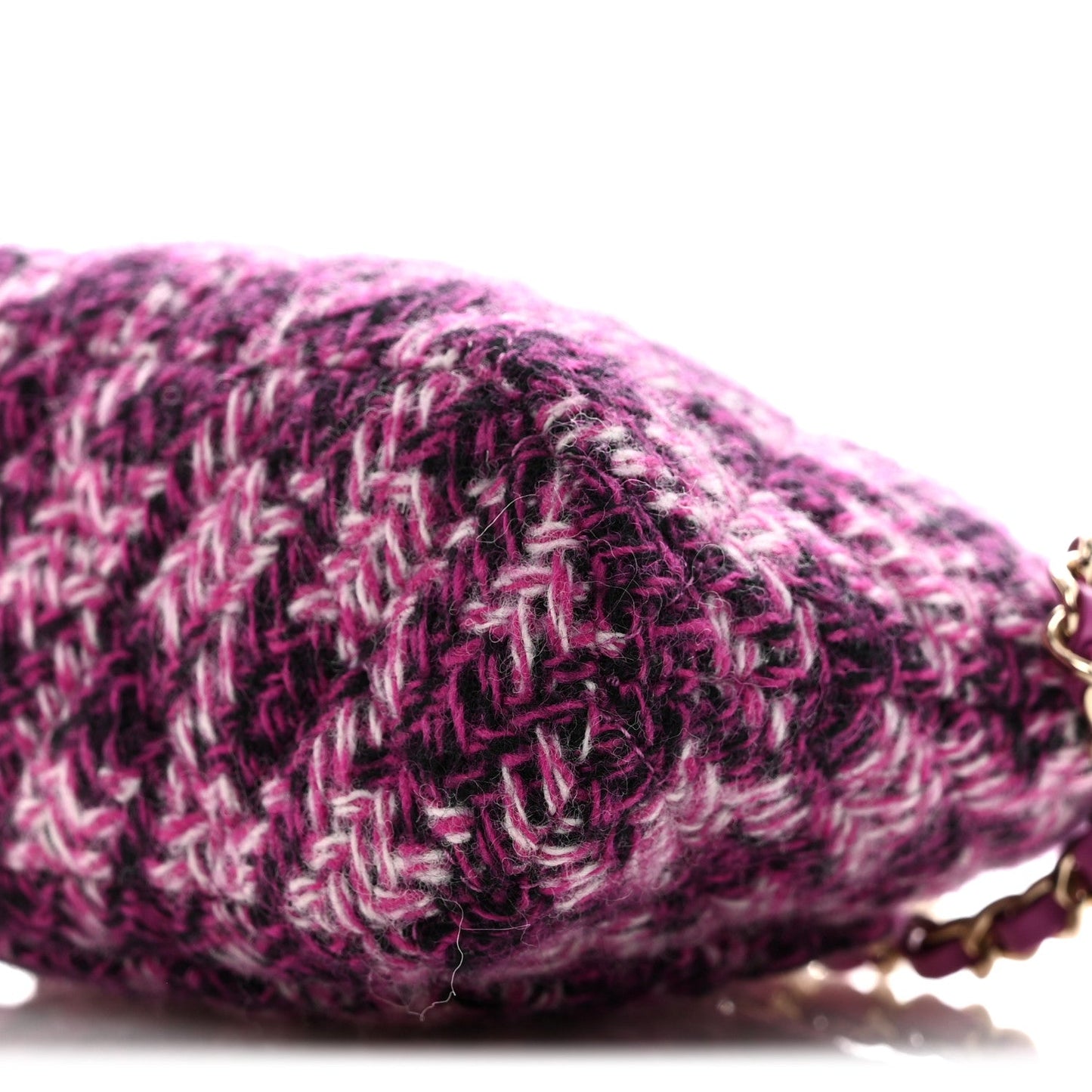 Tweed Quilted Mini Clutch With Chain Purple