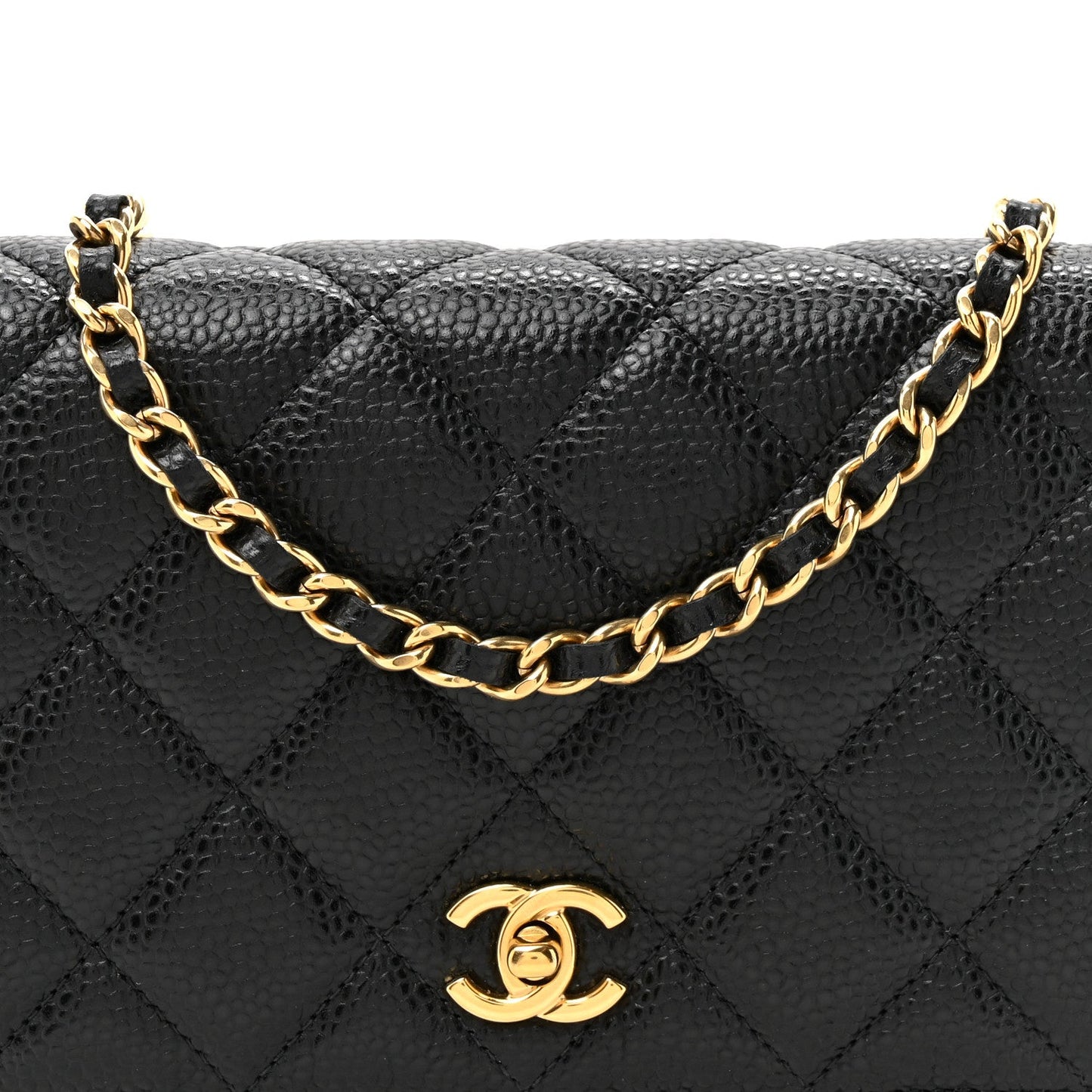 Caviar Quilted CC Turnlock Wallet On Chain WOC Black