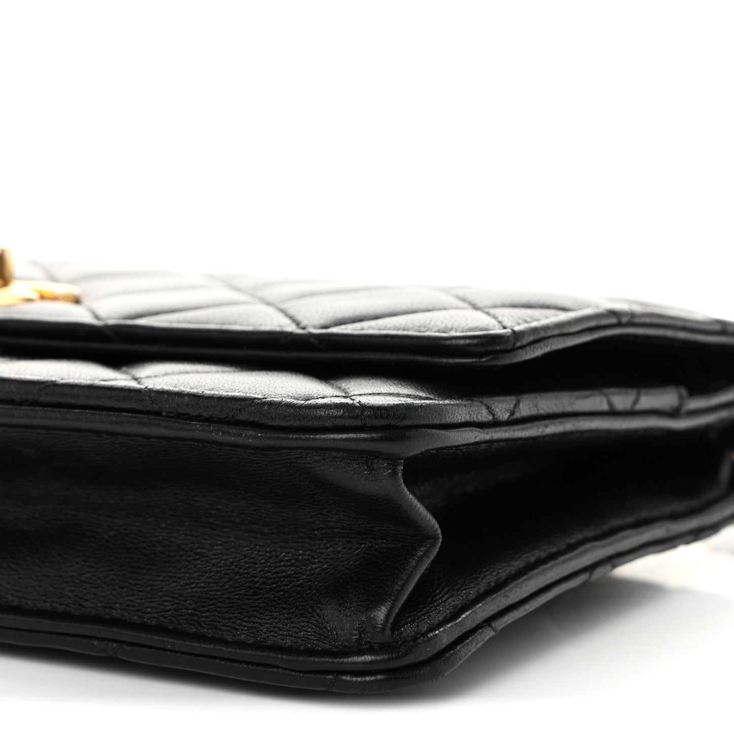 Lambskin Quilted CC Pearl Crush Wallet on Chain WOC Black