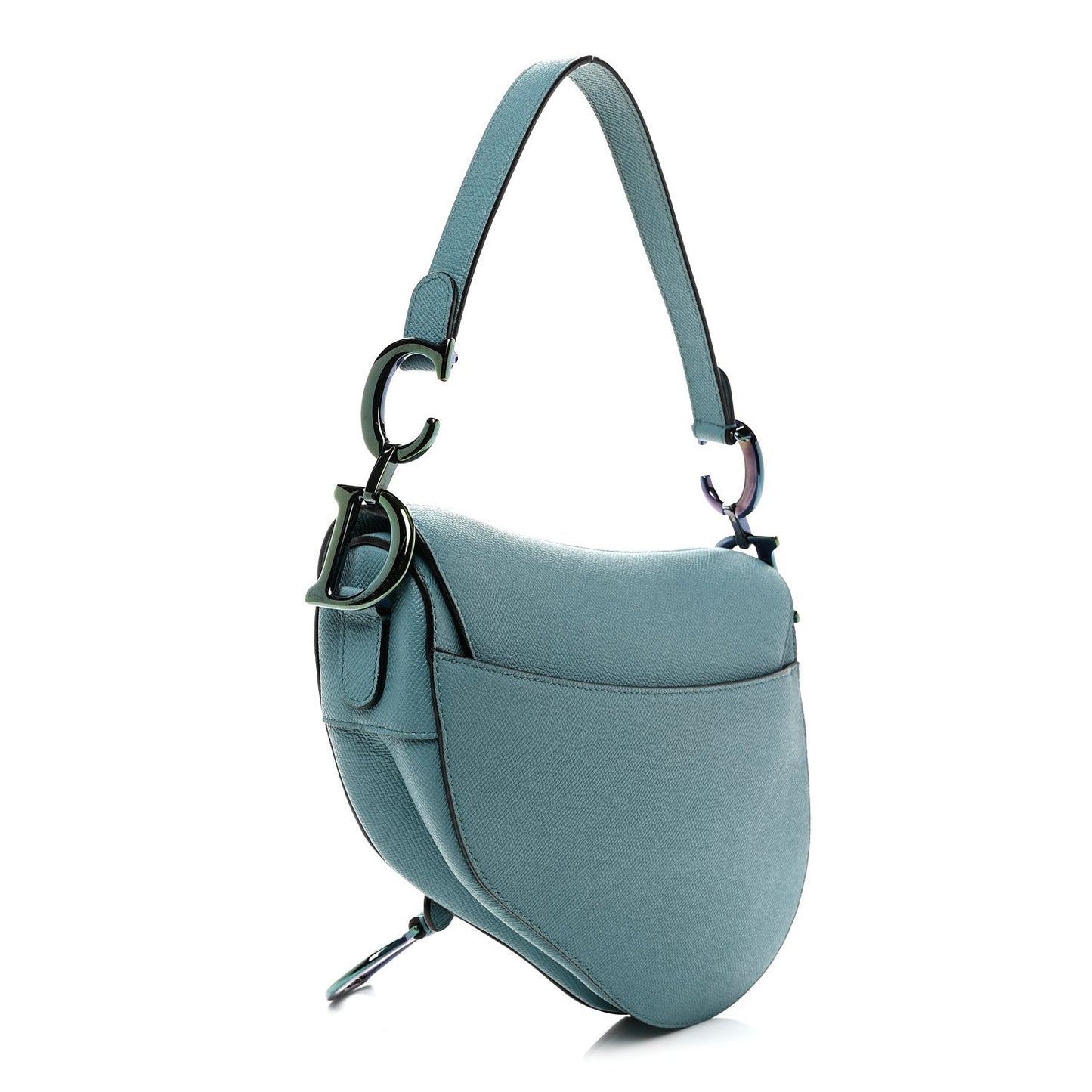 Grained Calfskin Saddle Bag Azure Blue