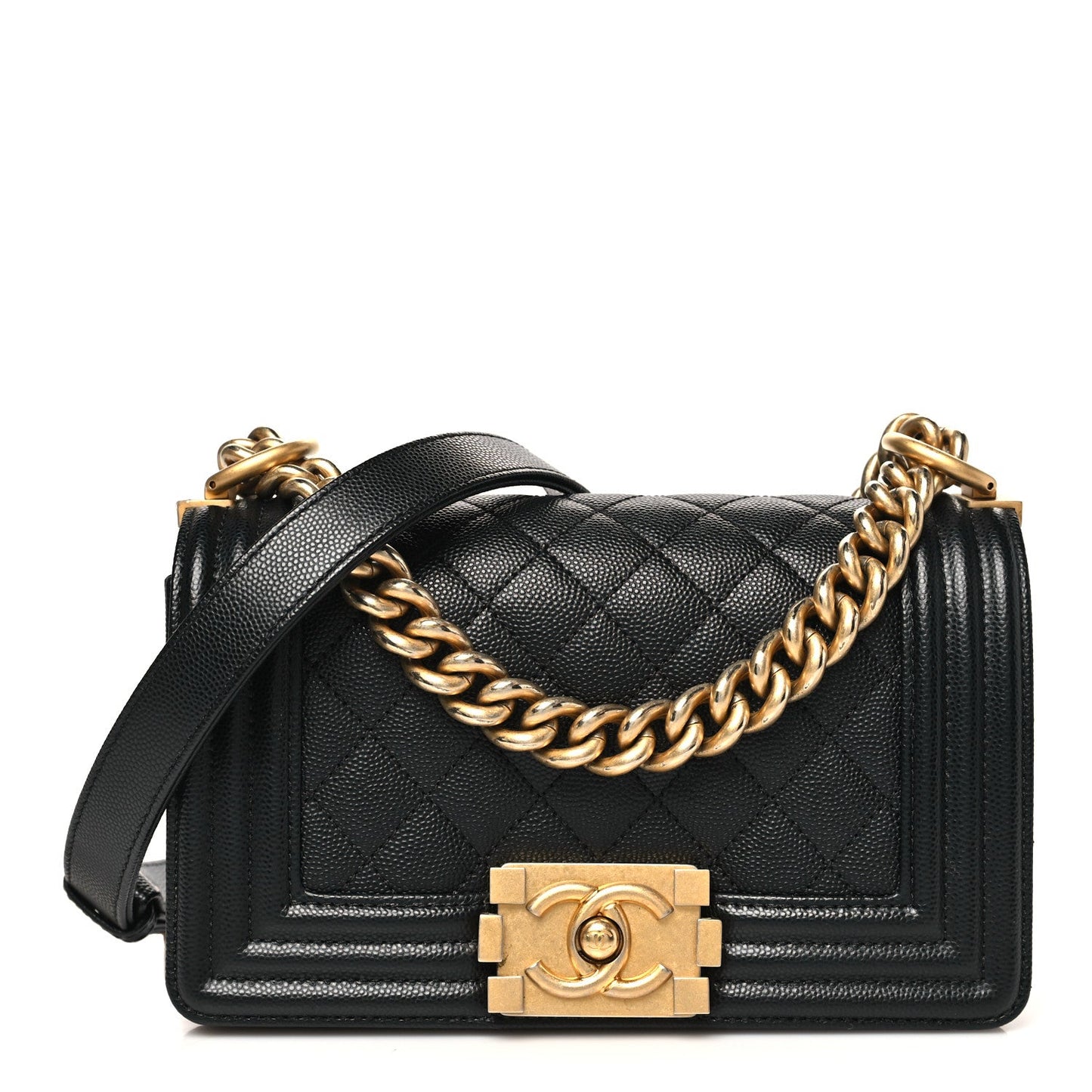 Caviar Quilted Small Boy Flap Black