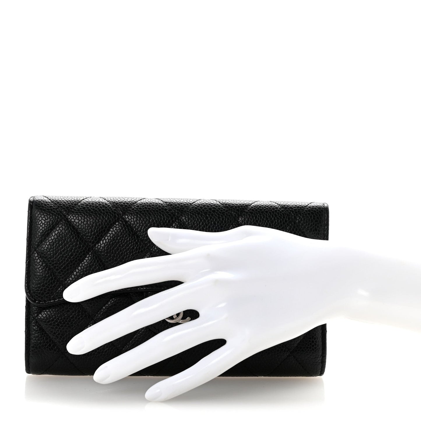 Caviar Quilted Large Flap Wallet Black