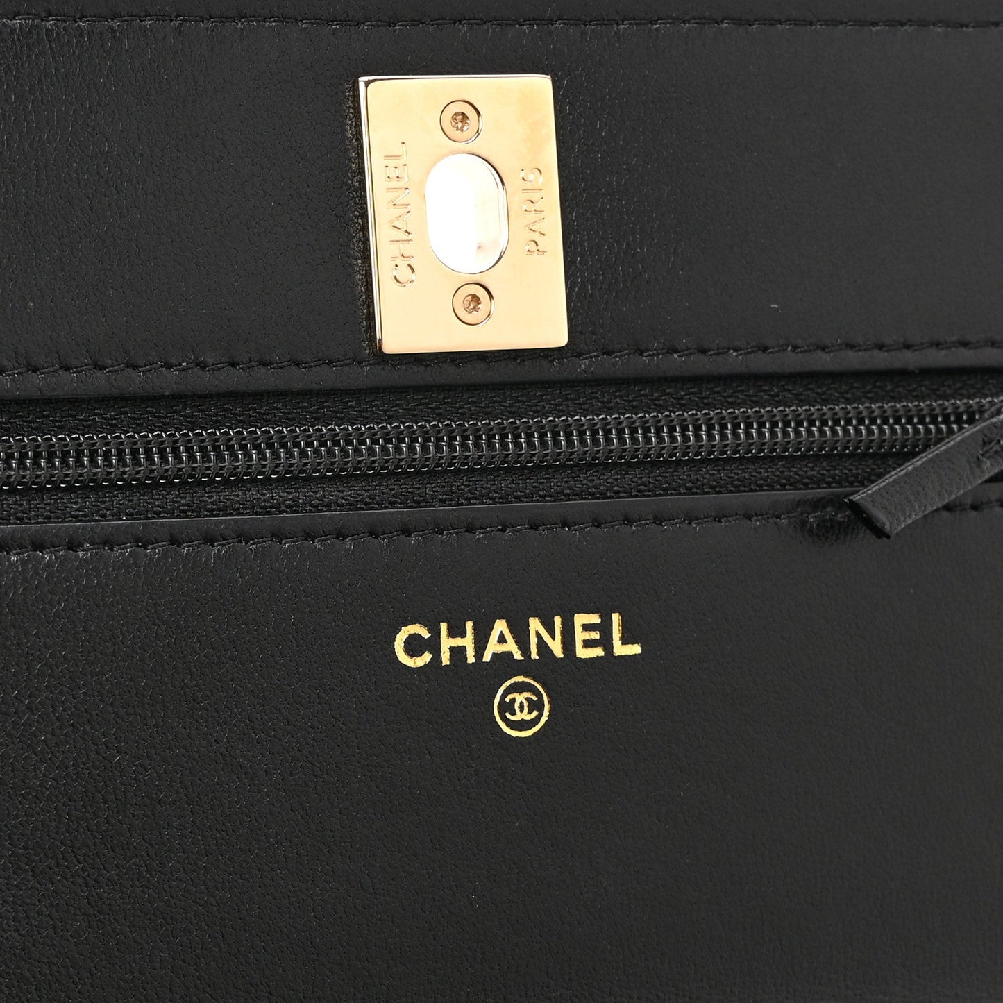 Lambskin Quilted Trendy CC Wallet On Chain WOC Black
