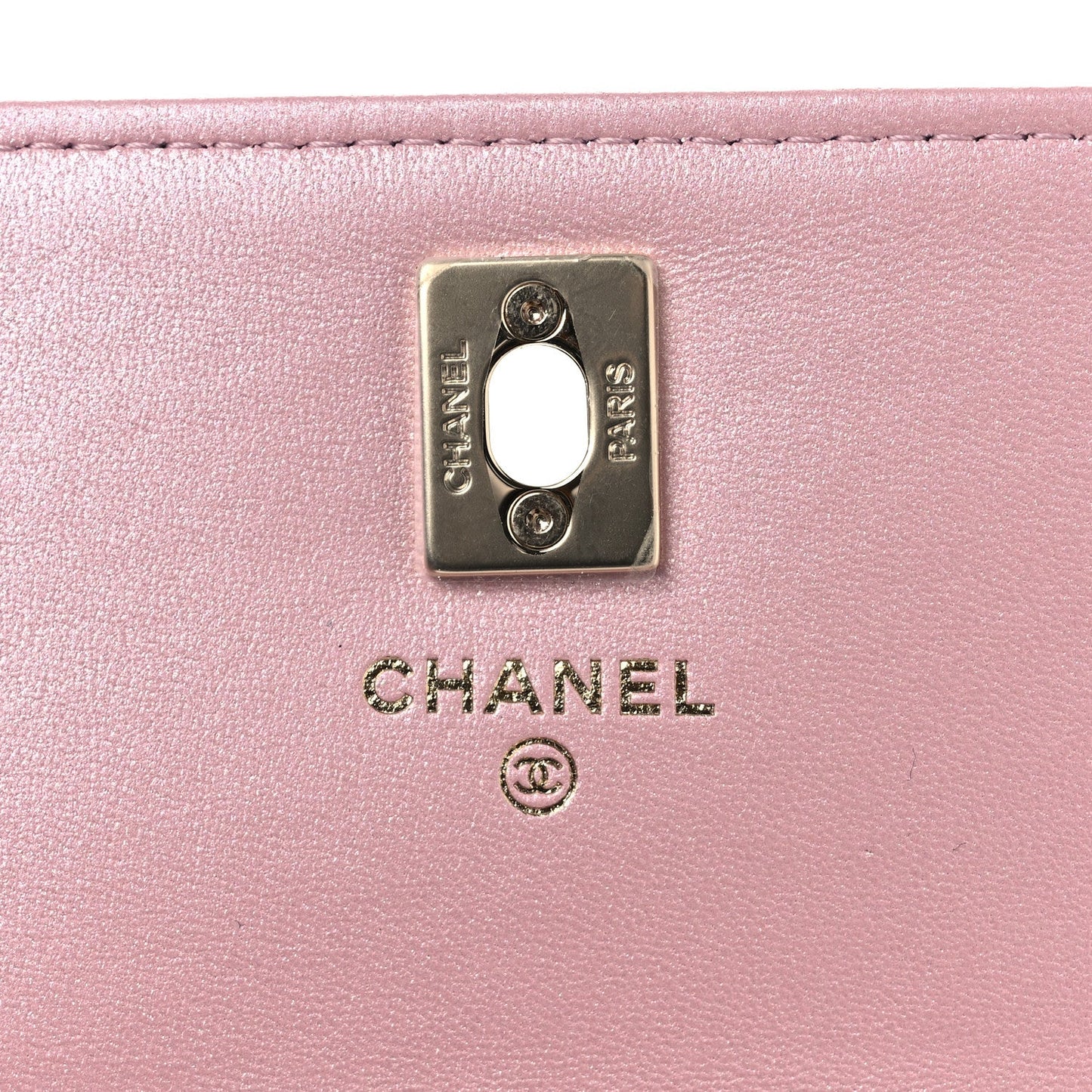 Pearly Lambskin Quilted Charms Wallet On Chain WOC Light Pink