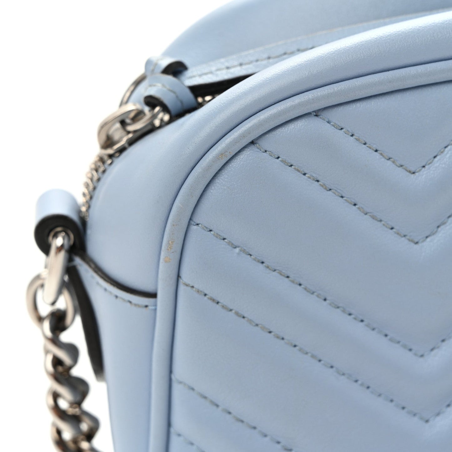 Calfskin Matelasse Small GG Marmont Chain Shoulder Bag Porcelain Light Blue