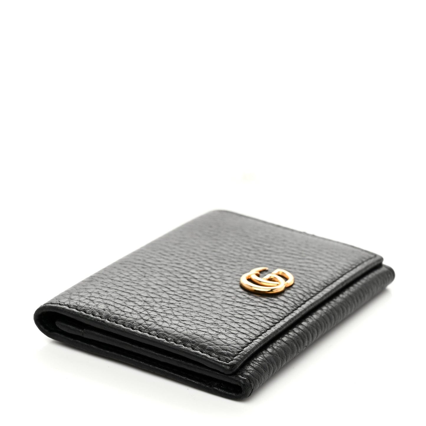 Pebbled Calfskin GG Marmont Card Case Black