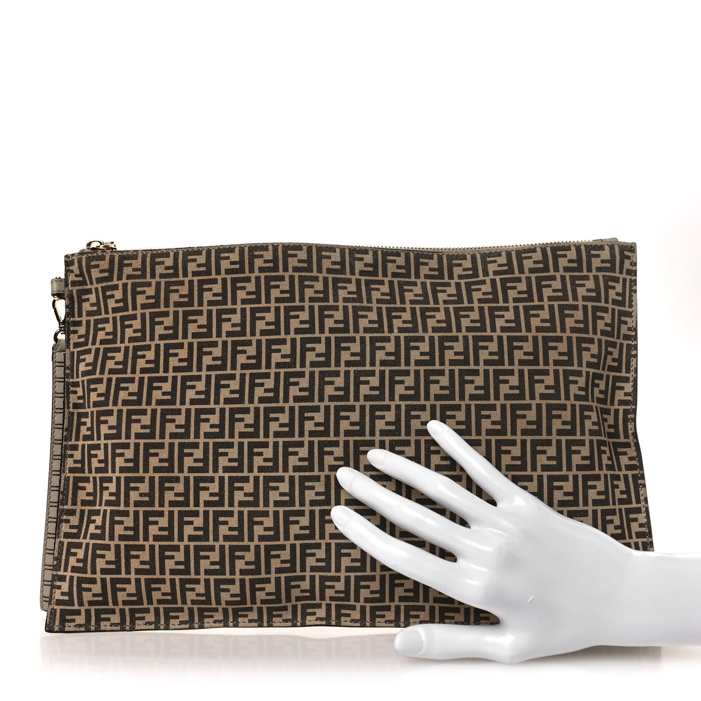 Suede Vitello Grace Micro FF Large Flat Pouch Nude Spring Maya