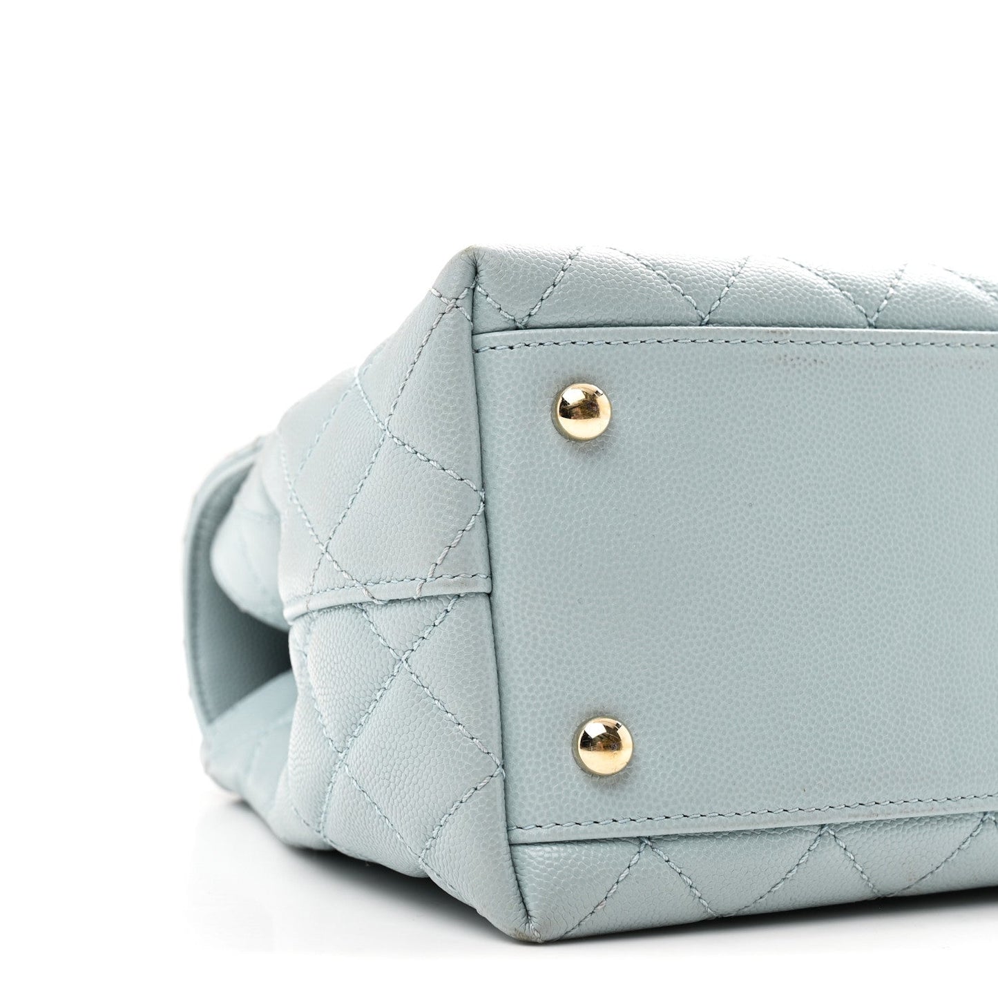 Caviar Quilted Small Coco Handle Flap Light Blue