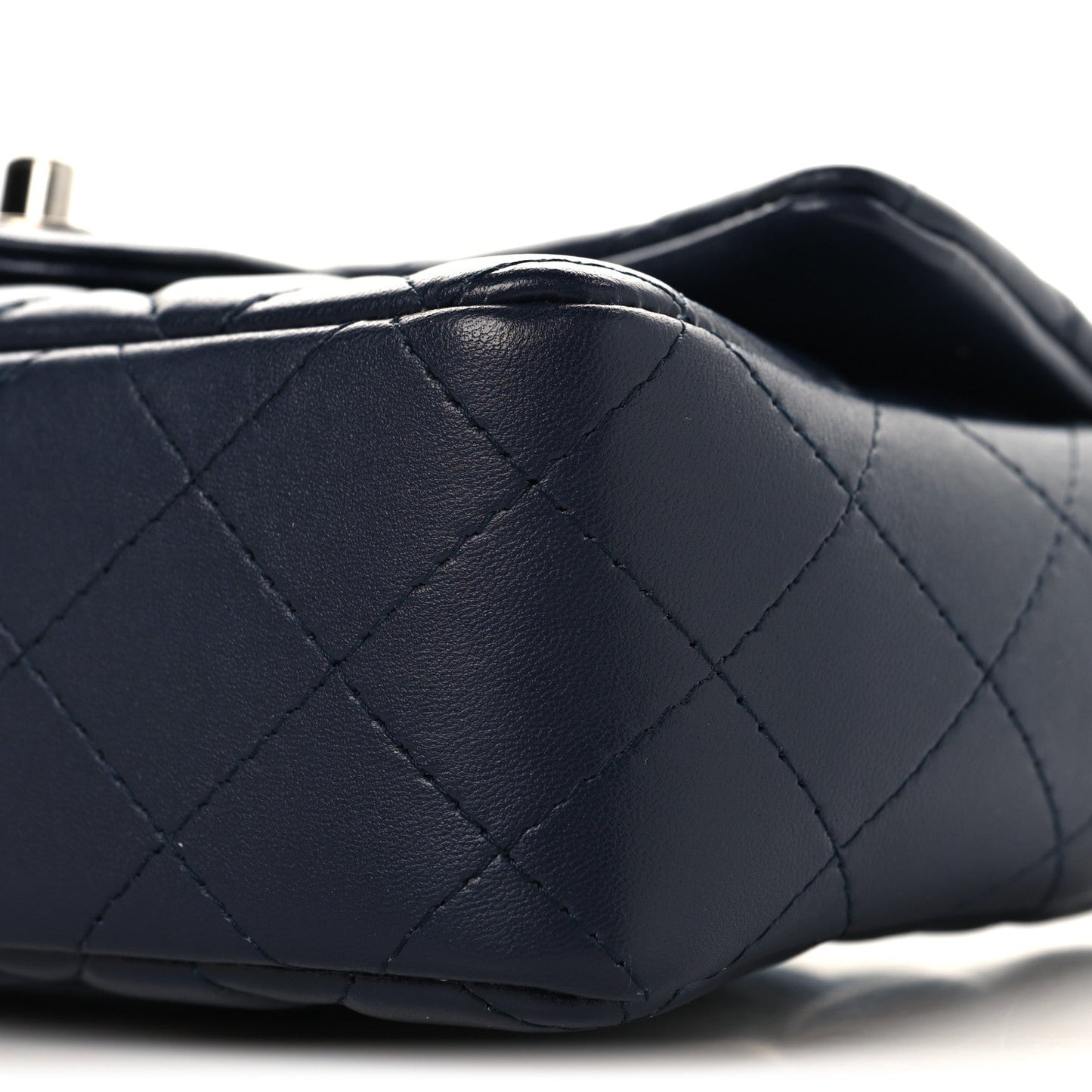 Lambskin Quilted Mini Rectangular Flap Dark Navy Blue