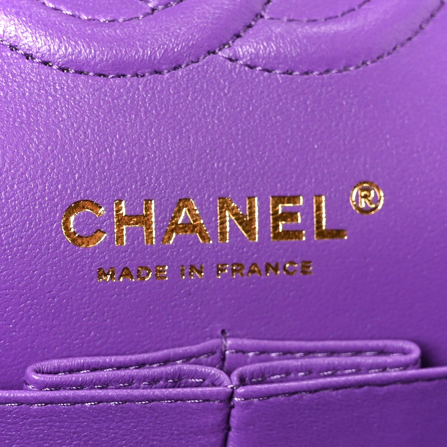 Caviar Quilted Small Double Flap Purple