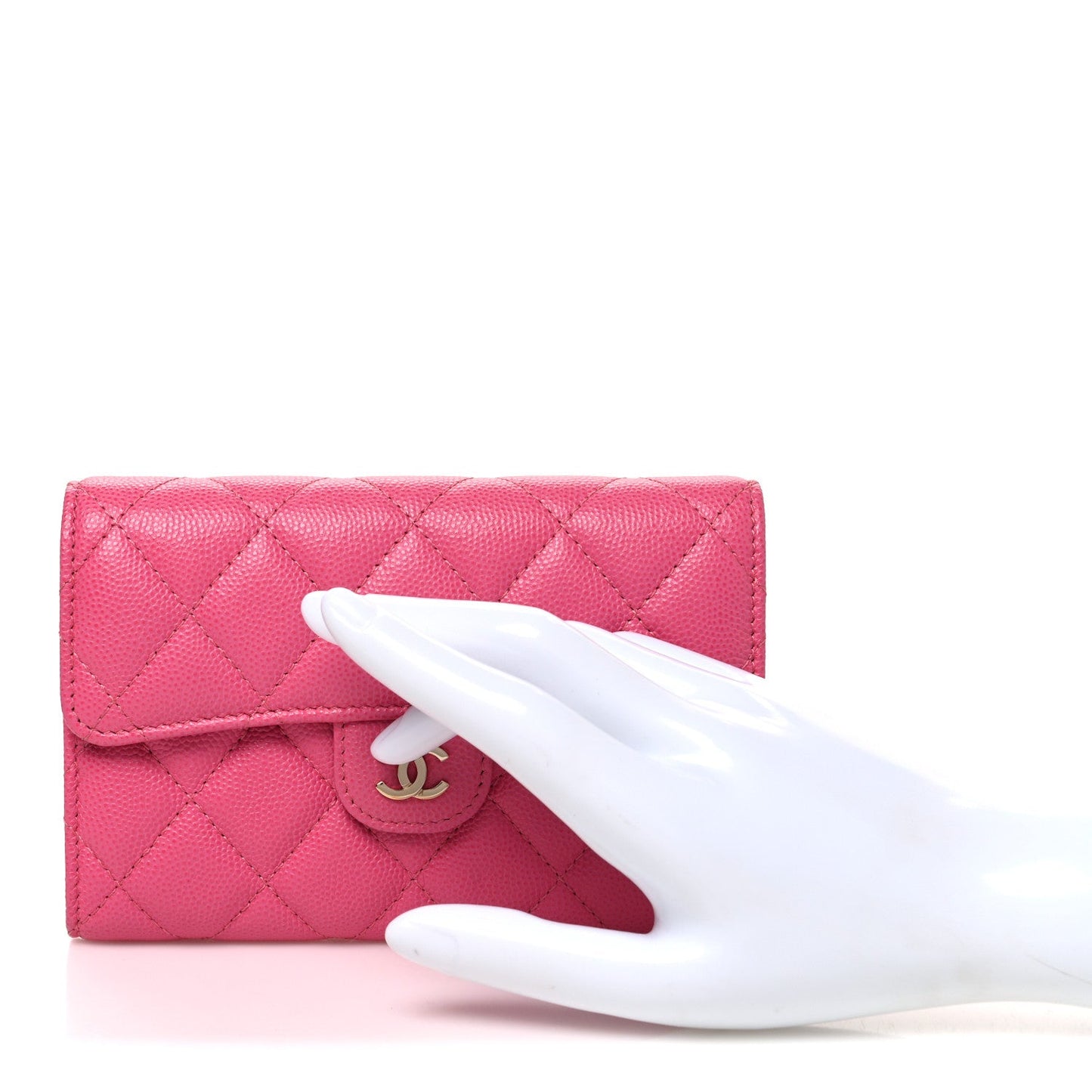 Caviar Quilted Medium Flap Wallet Pink