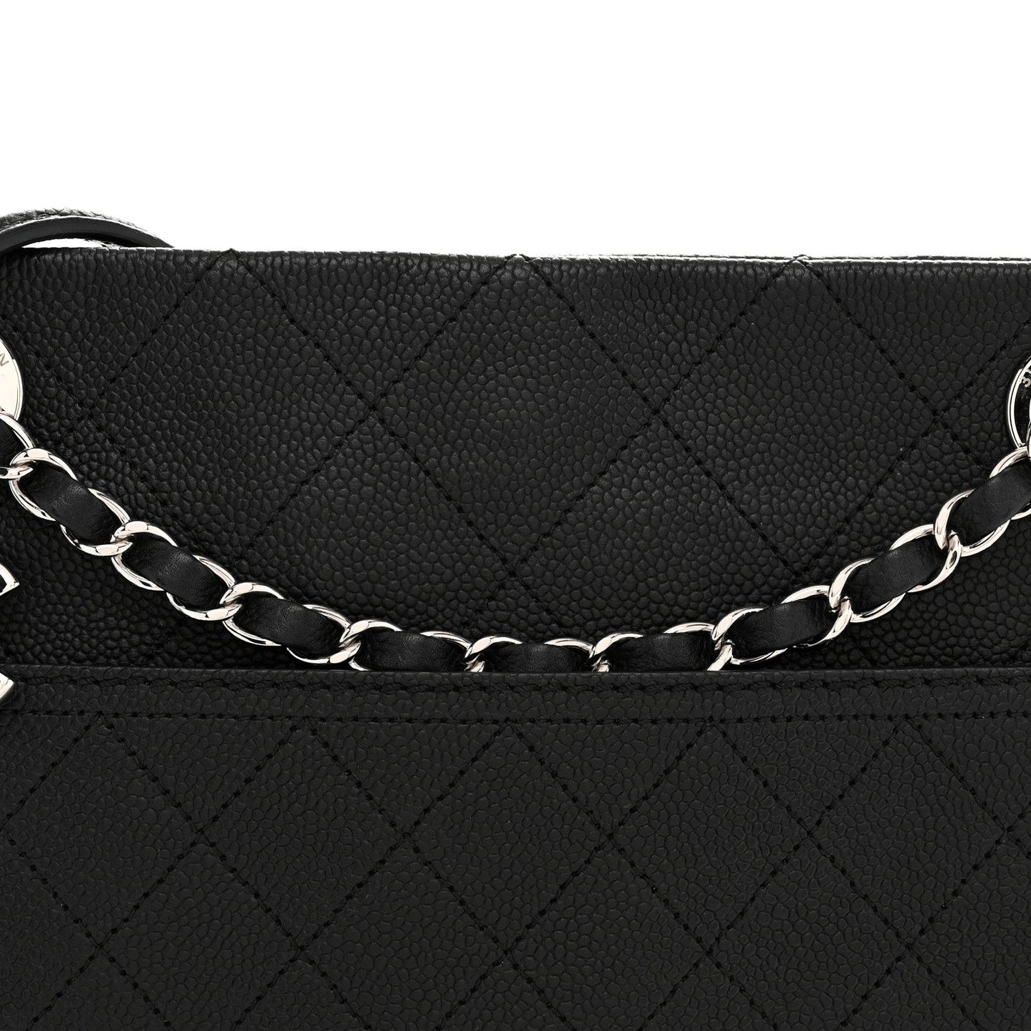 Caviar Stitched Small CC Pocket Shoulder Black