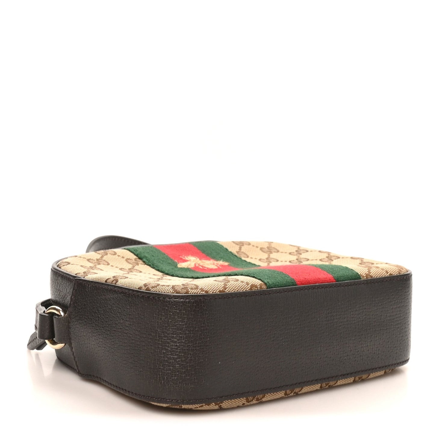 GG Supreme Monogram Web Small Webby Bee Shoulder Bag Dark Brown