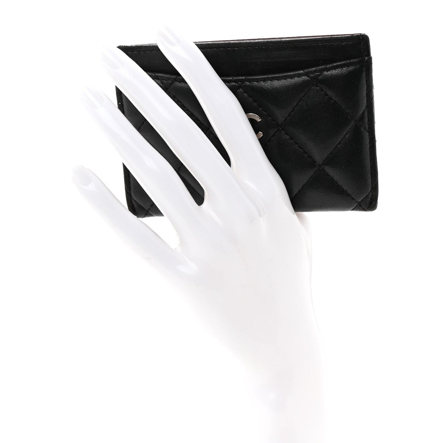 Lambskin Quilted Card Holder Black