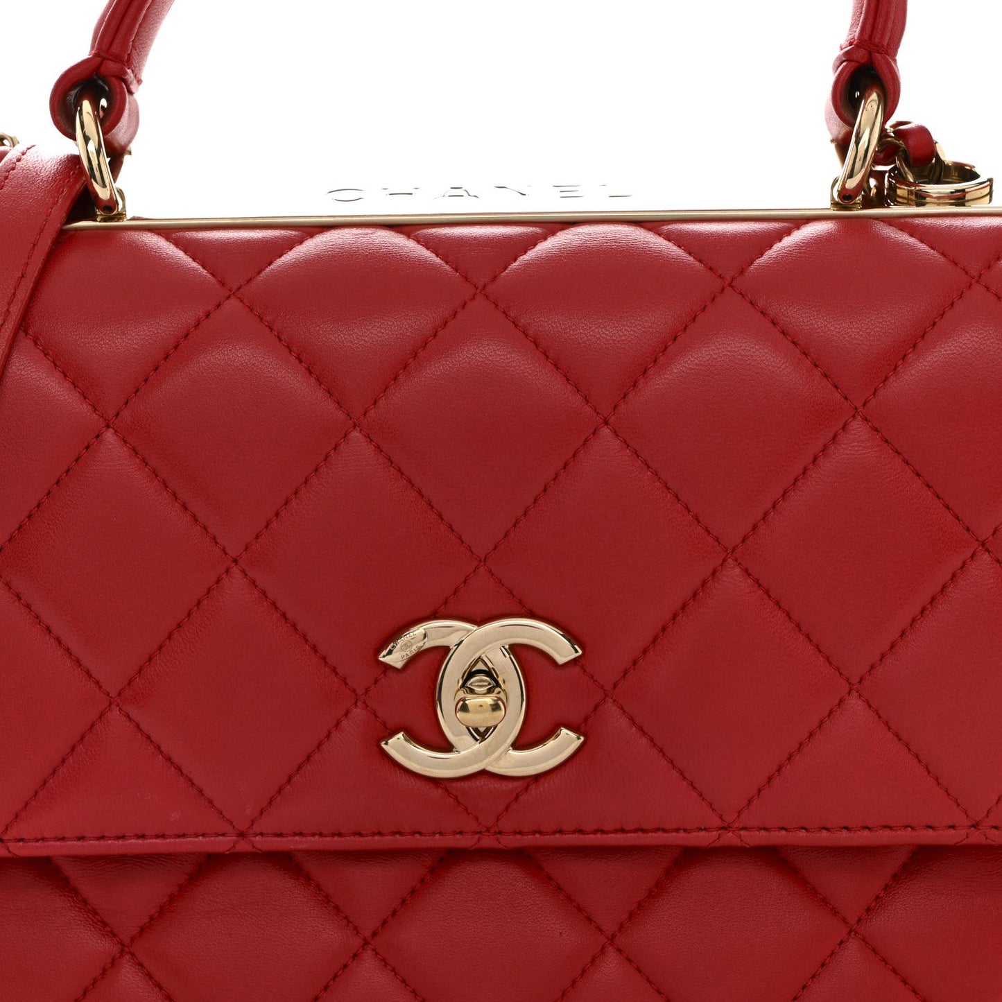 Lambskin Quilted Medium Trendy CC Flap Dual Handle Bag Red