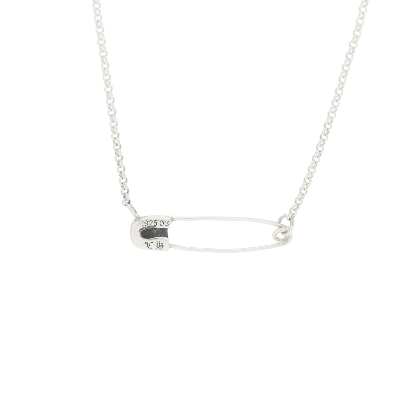 Sterling Silver Safety Pin Pendant Necklace