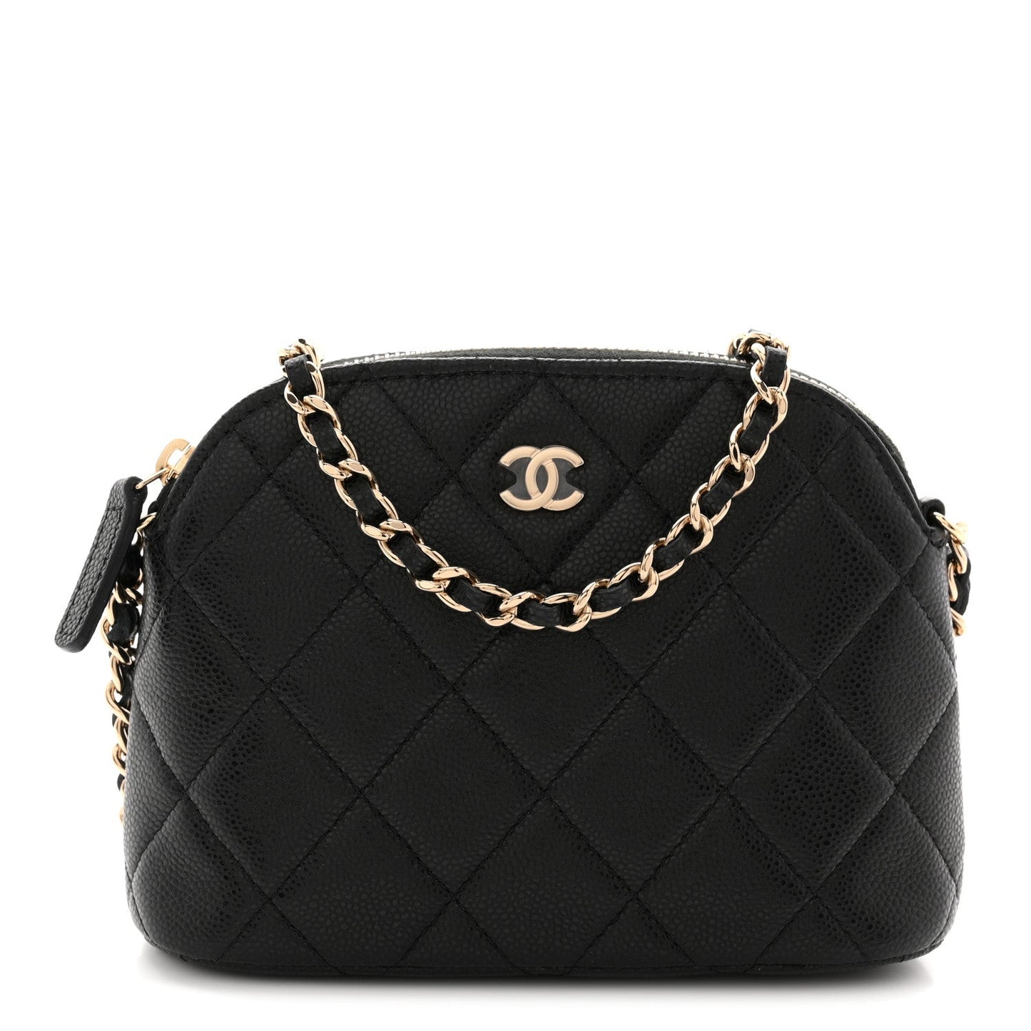 Caviar Quilted Mini Classic Clutch With Chain Black