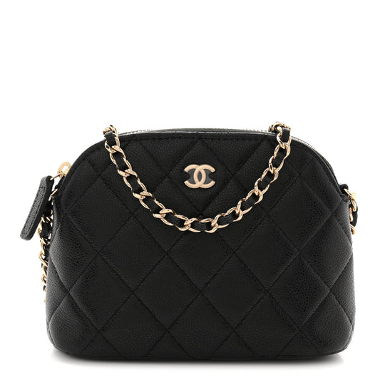 Caviar Quilted Mini Classic Clutch With Chain Black