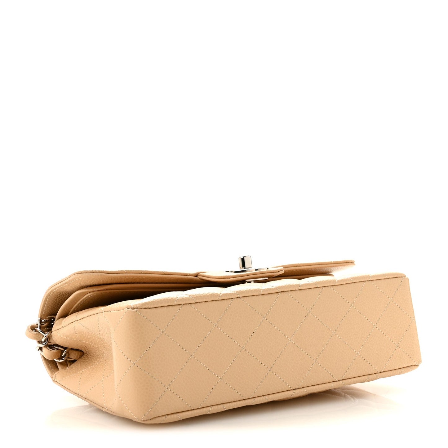 Caviar Quilted Small Double Flap Beige