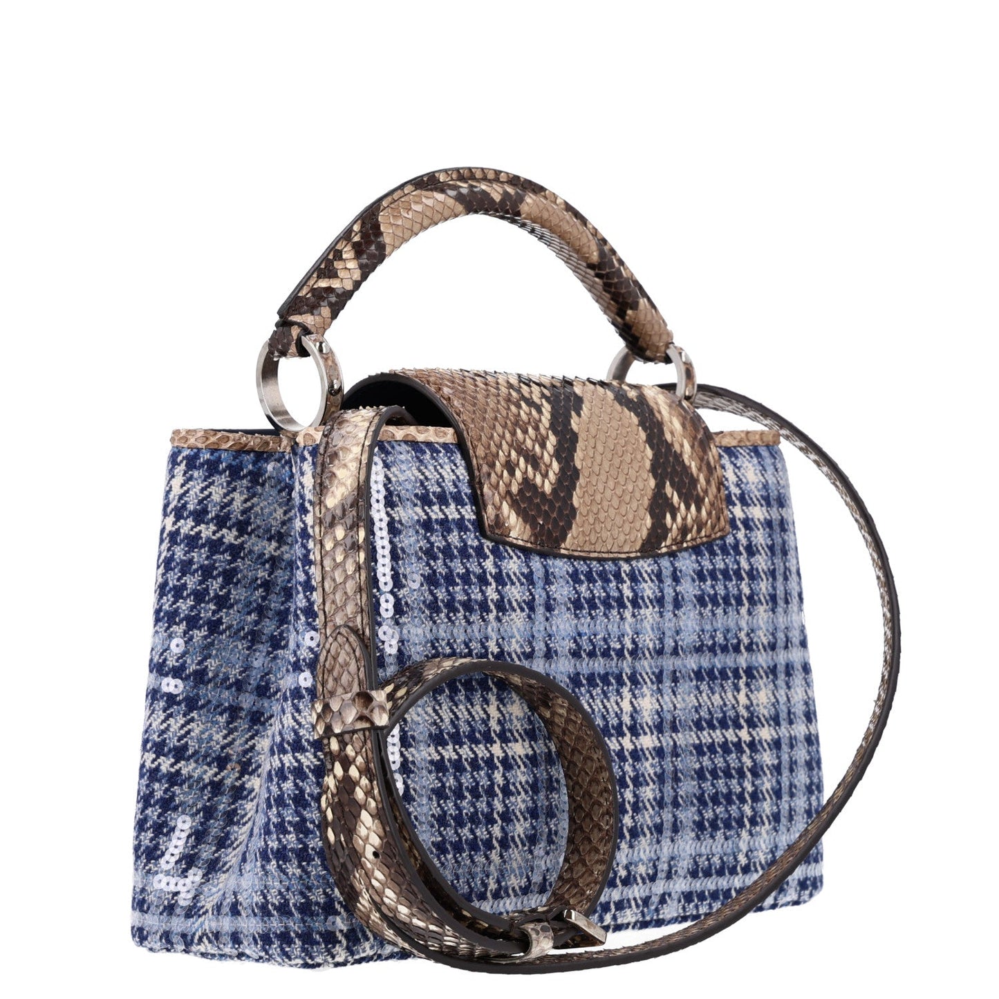Tweed Sequins Snakeskin Capucines BB Blue