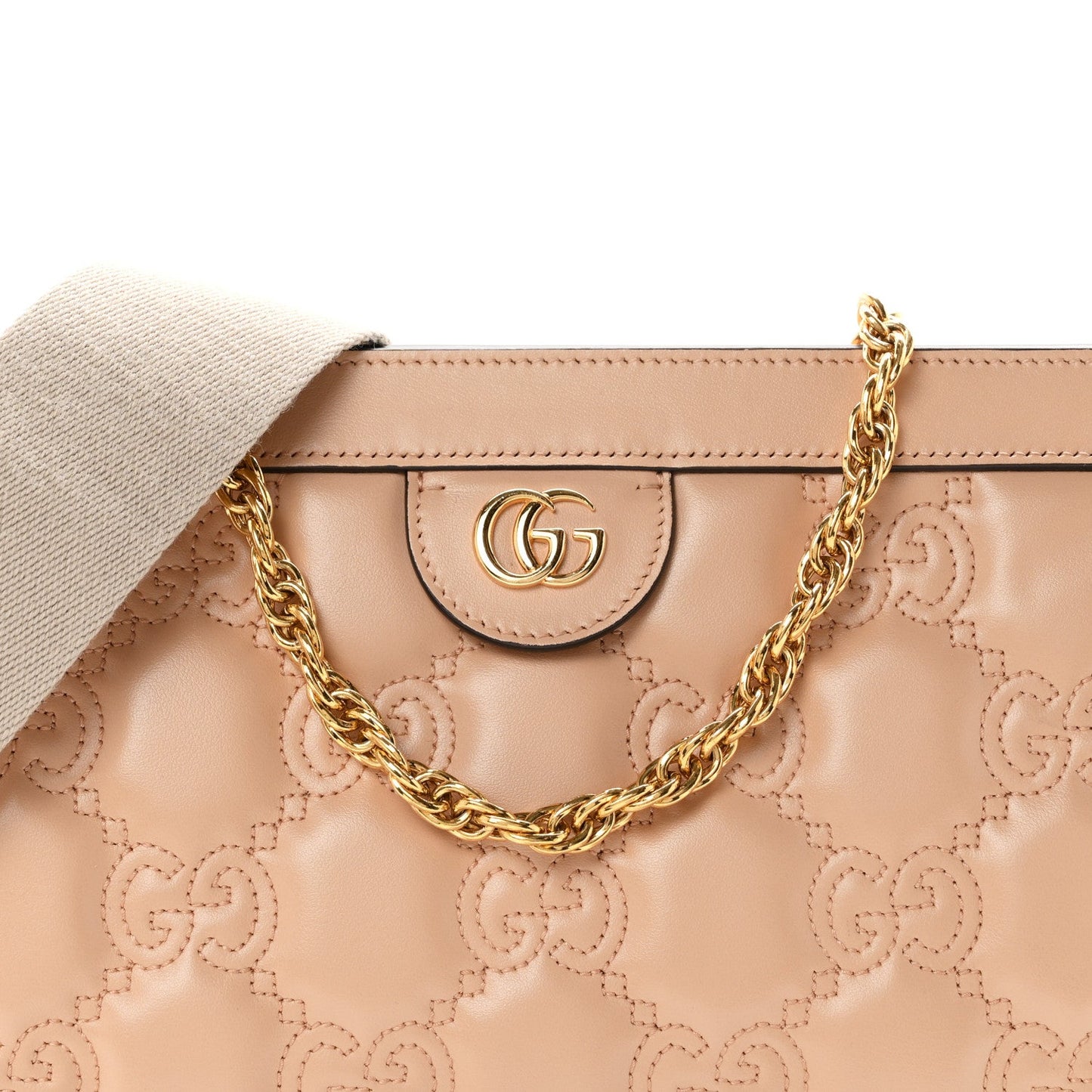 Calfskin GG Matelasse Small Slim Chain Shoulder Bag Naturale