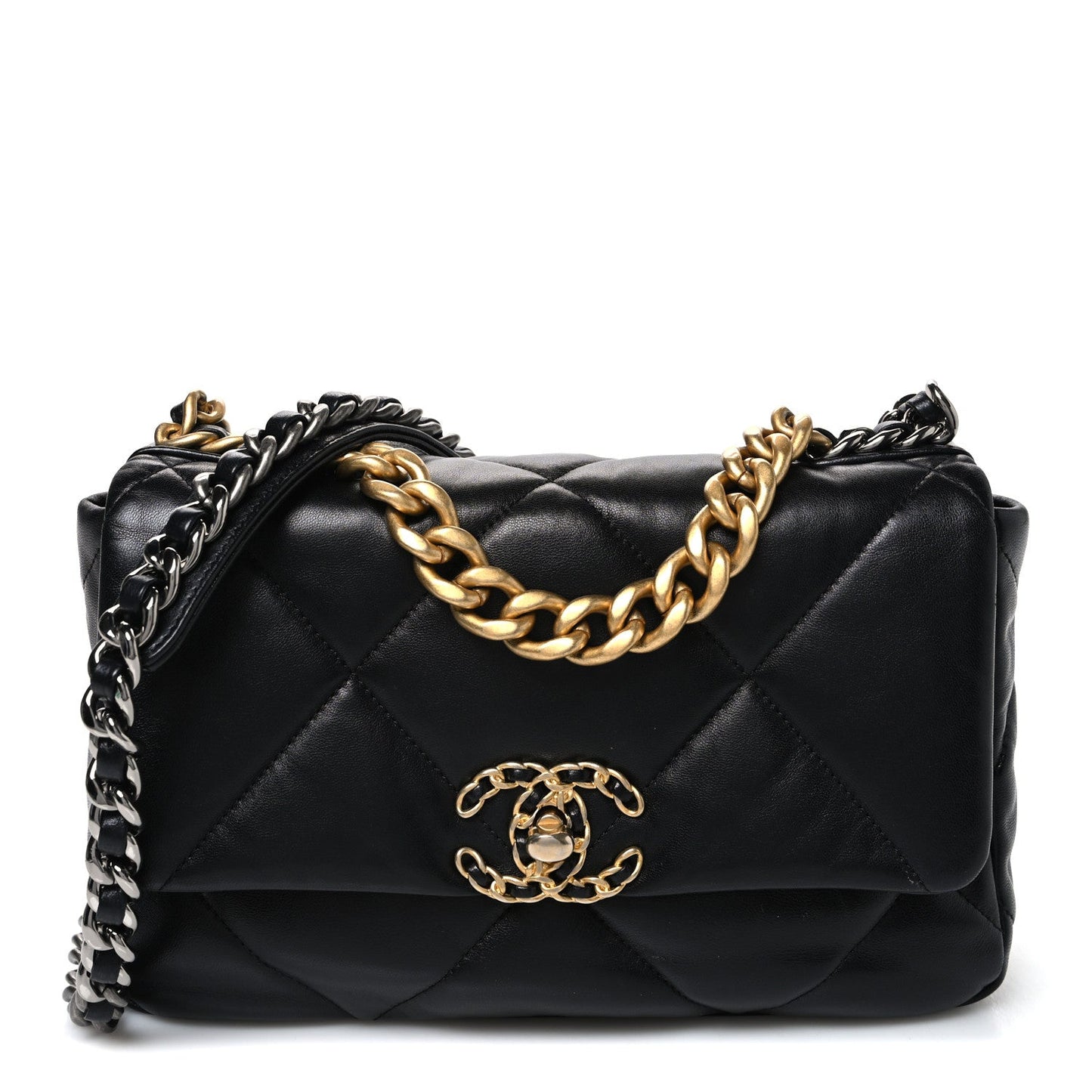 Lambskin Quilted Medium Chanel 19 Flap Black