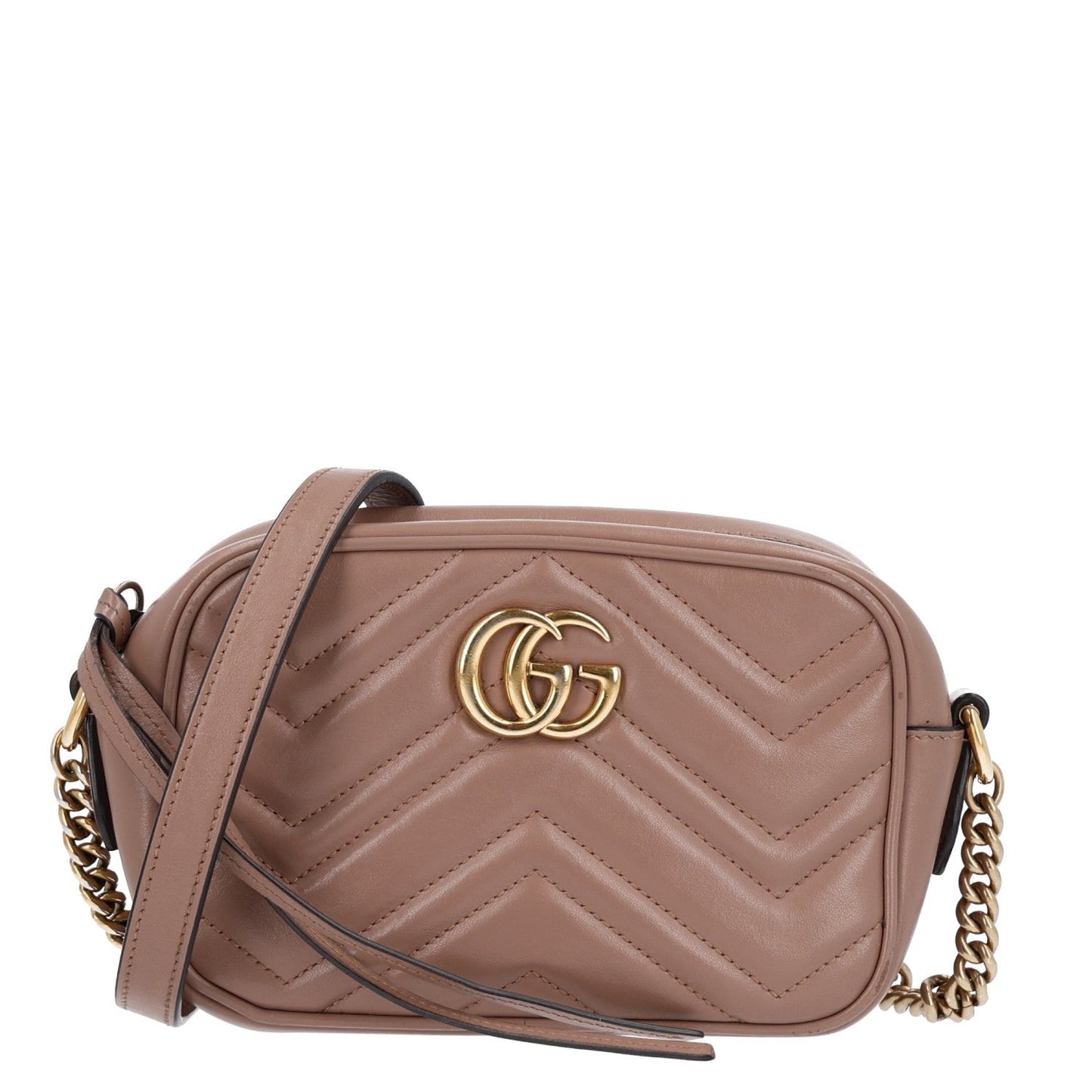 Calfskin Matelasse Mini GG Marmont Chain Shoulder Bag Porcelain Rose