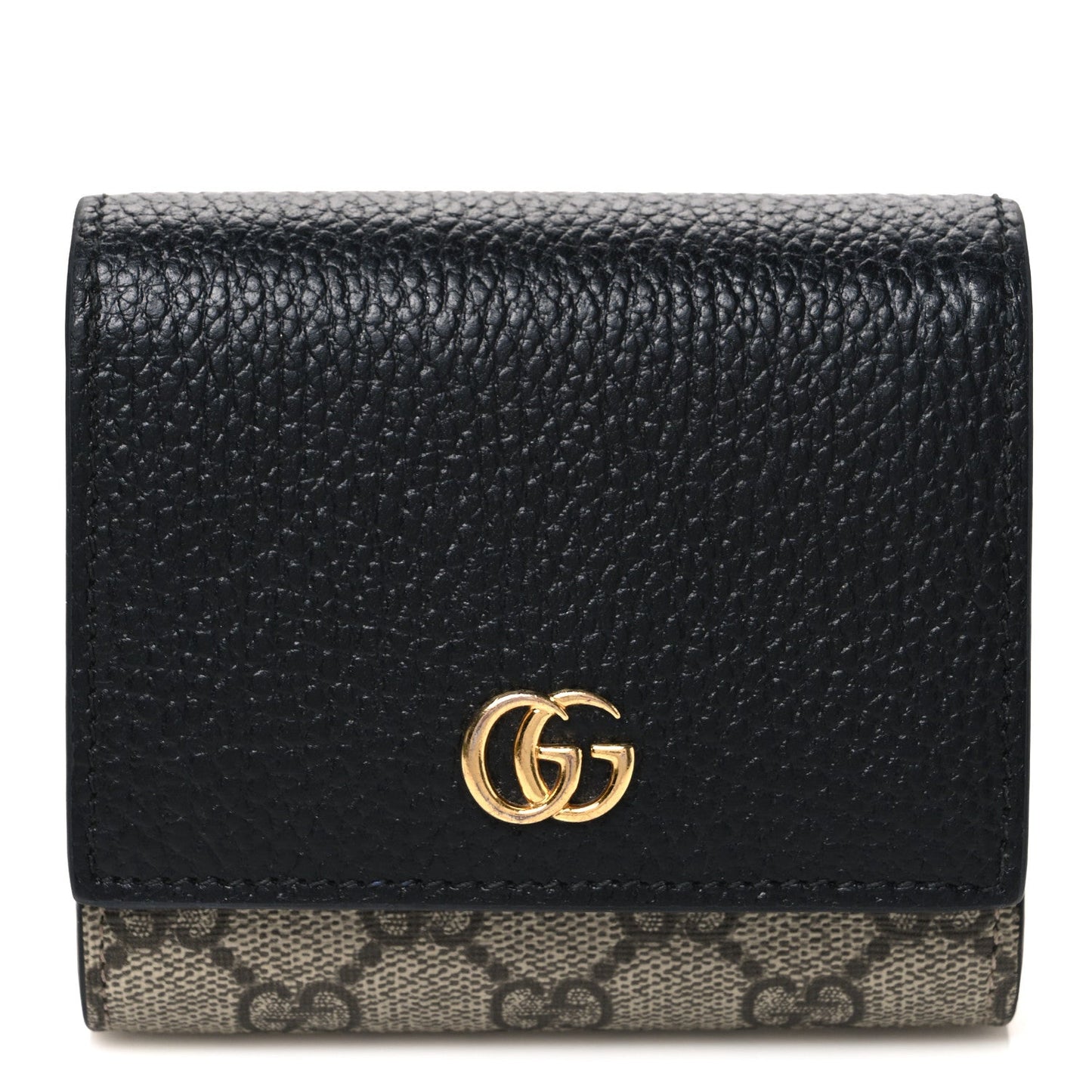Dollar Calfskin GG Supreme Monogram Medium GG Marmont Wallet Black Beige Ebony