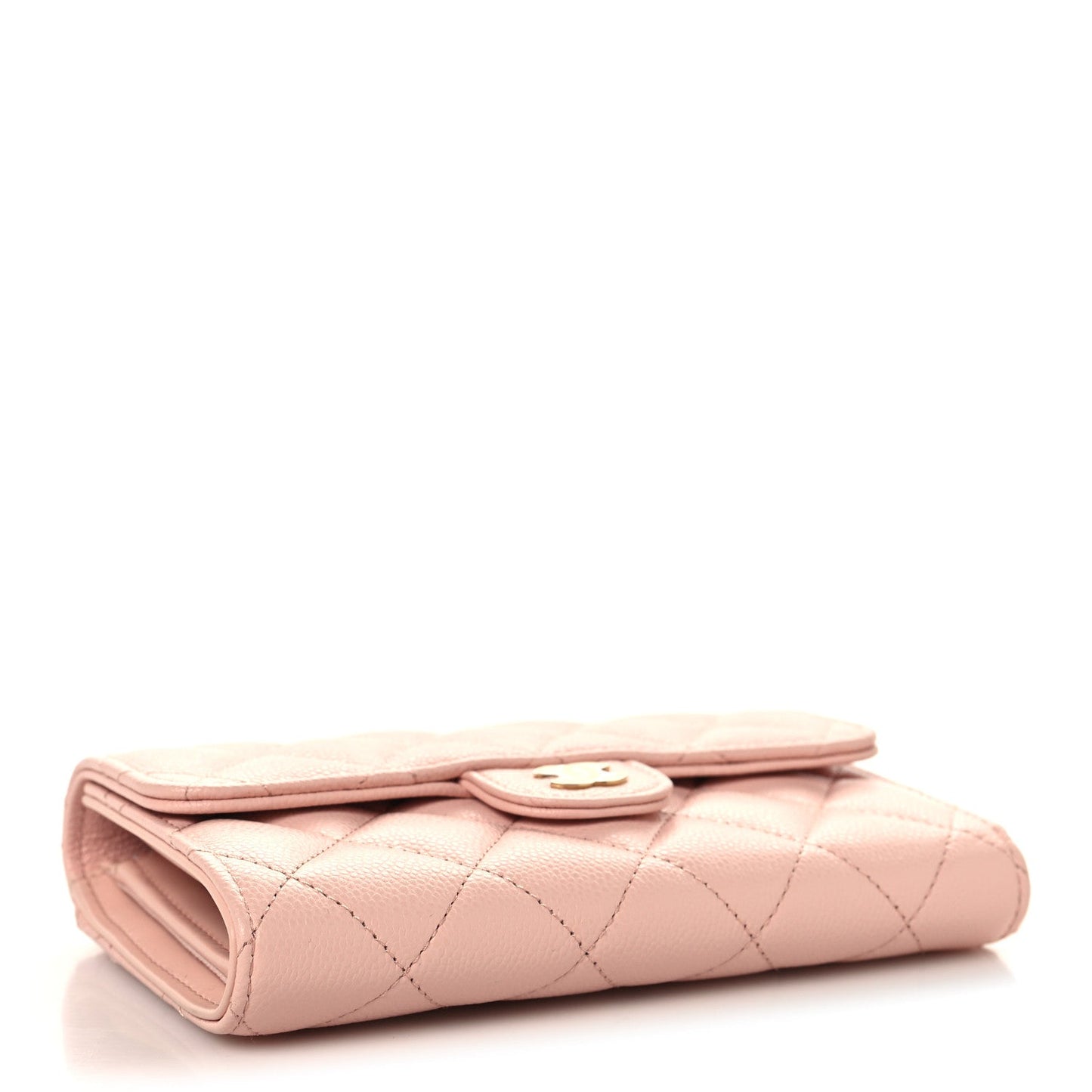 Caviar Quilted Medium Flap Wallet Light Pink