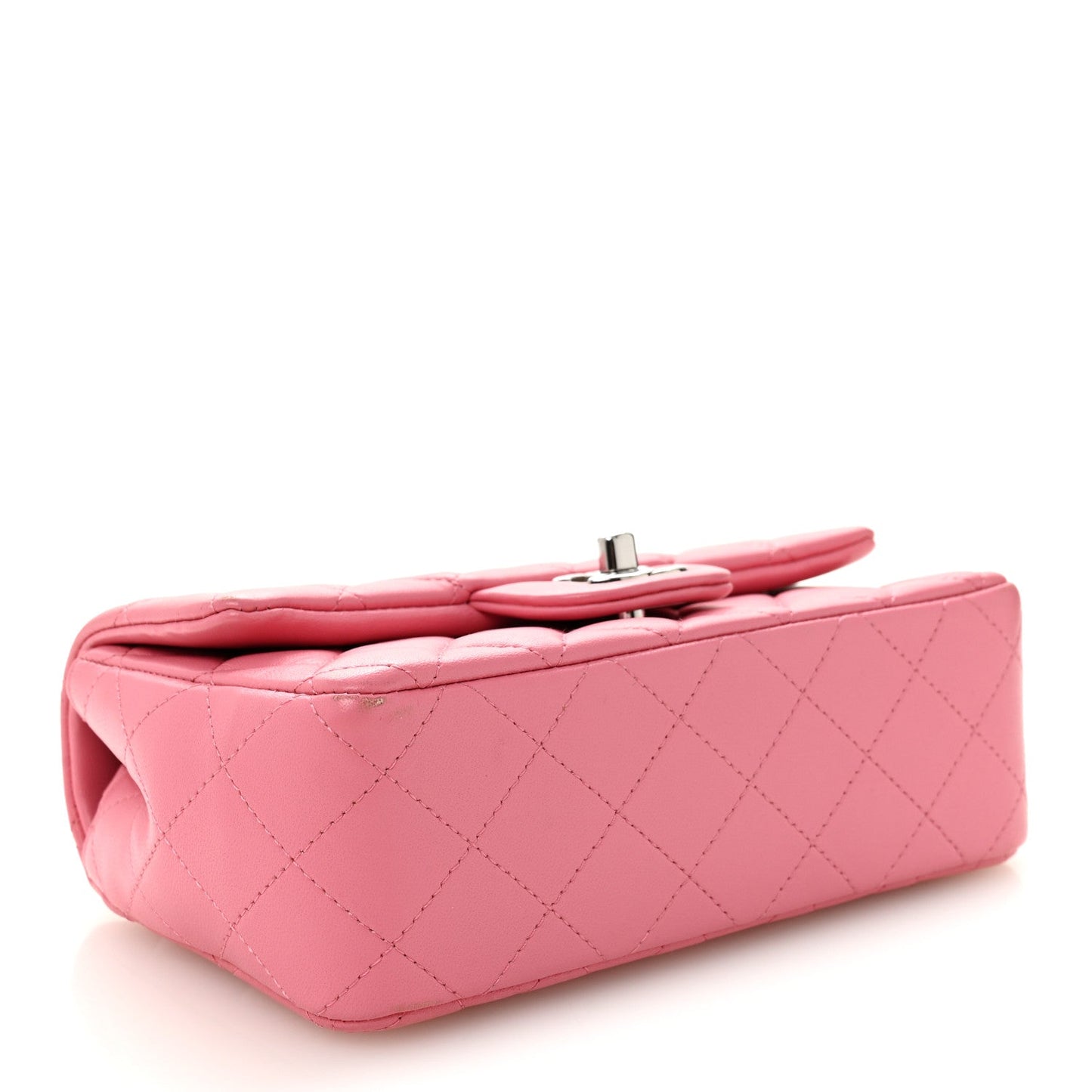Lambskin Quilted Mini Rectangular Flap Pink