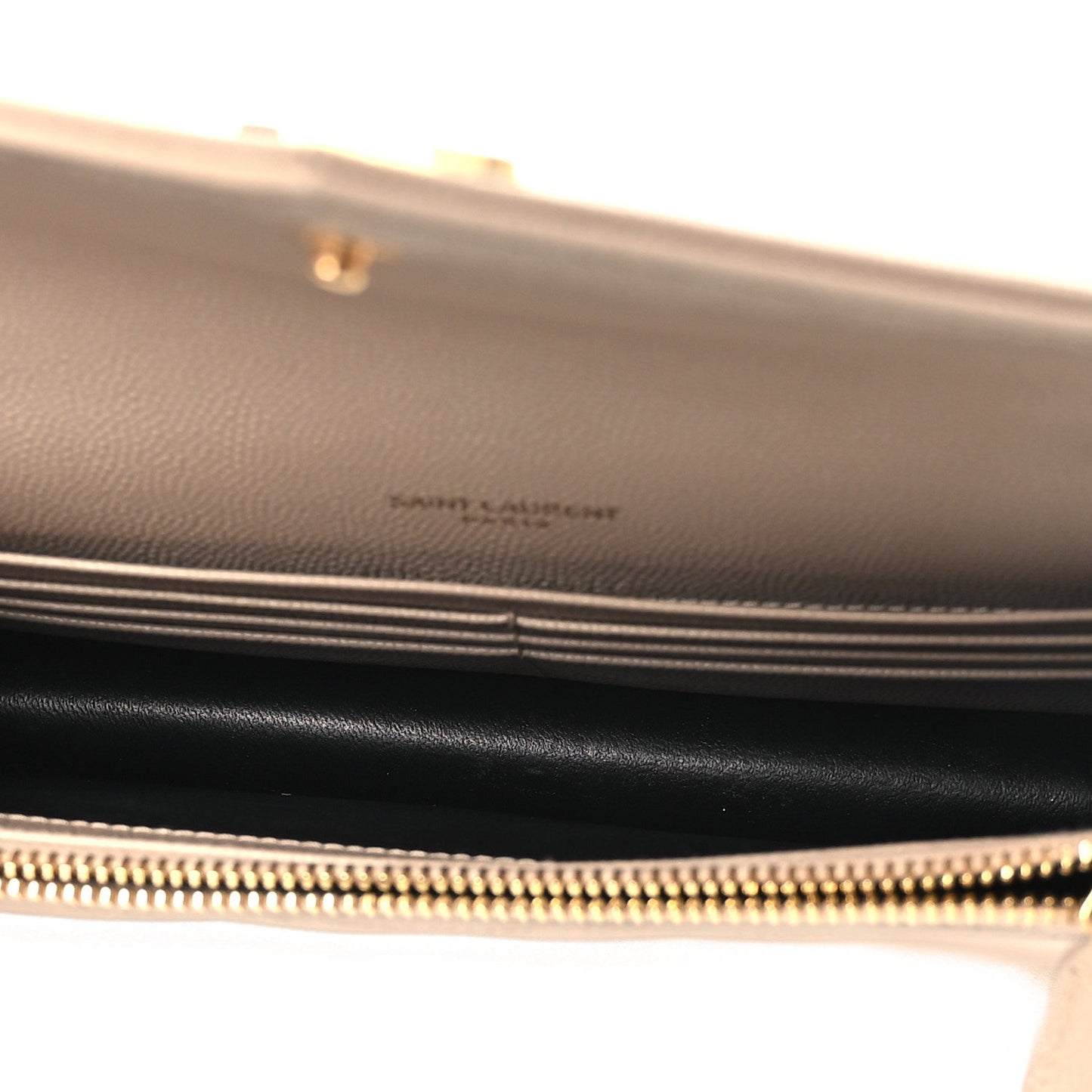 Grain De Poudre Matelasse Chevron Monogram Envelope Chain Wallet Dark Beige