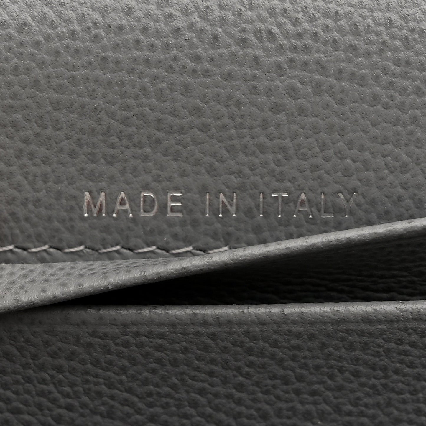 Grained Calfskin Quilted CC Box Flap Wallet Grey