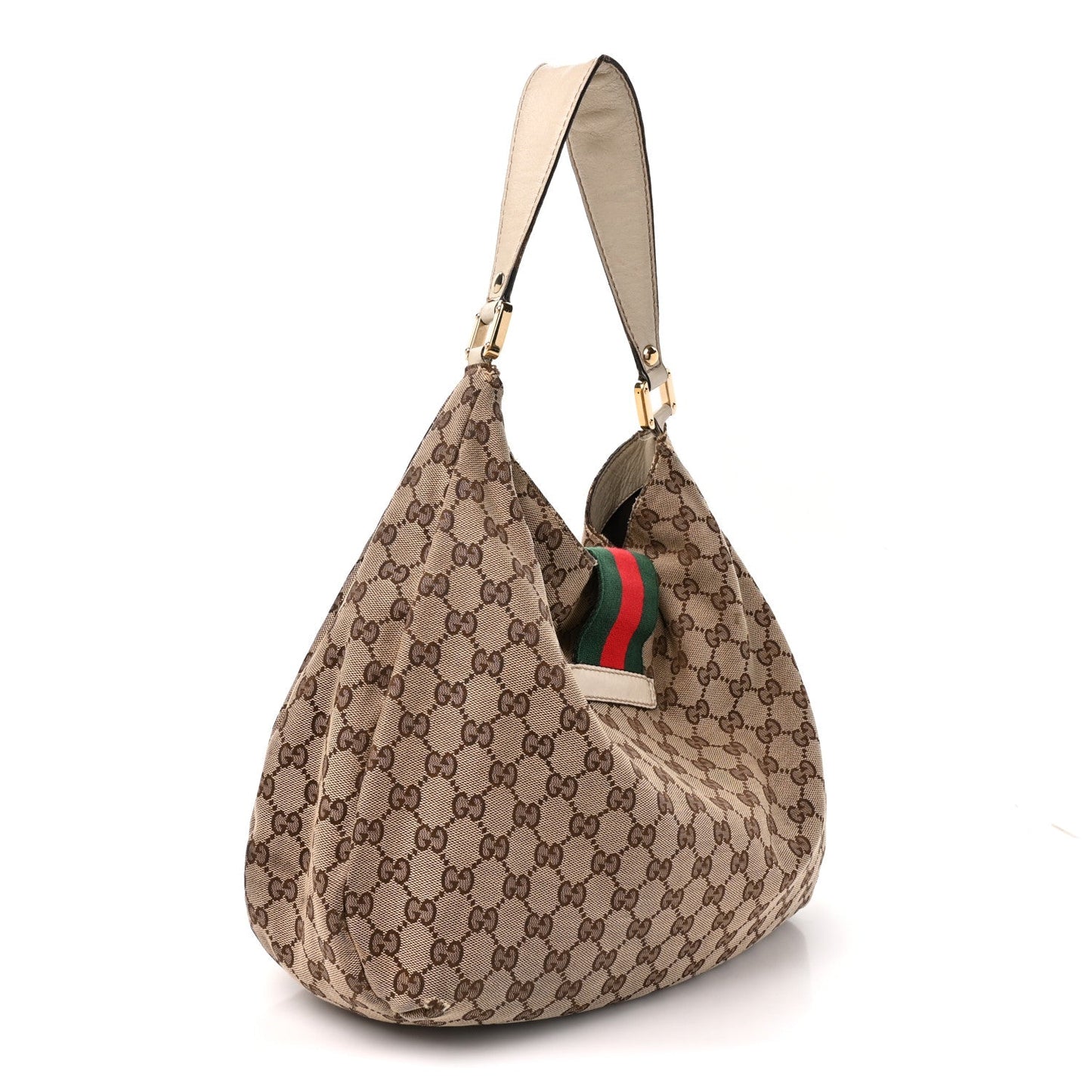Monogram Large New Ladies Web Hobo Off White