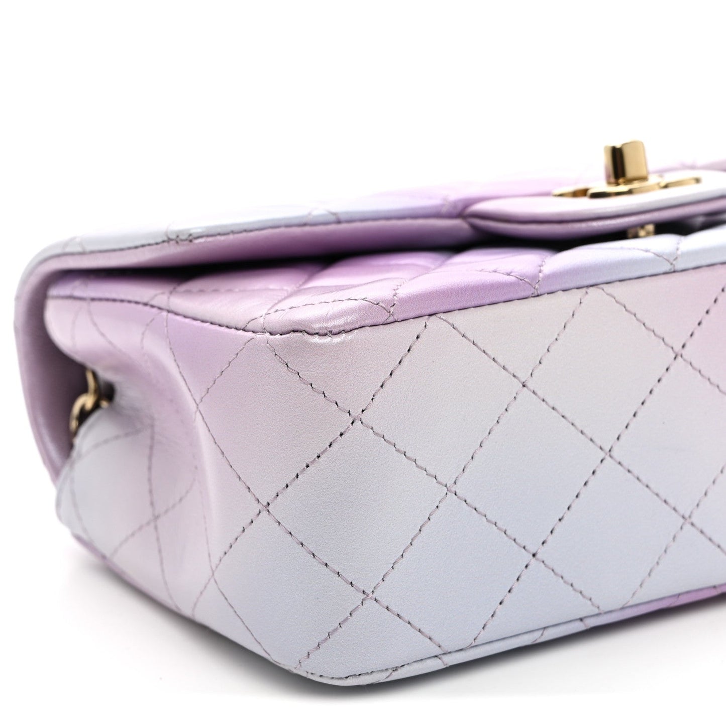 Lambskin Quilted Tie Dye Ombre Mini Rectangular Flap Purple Blue Pink
