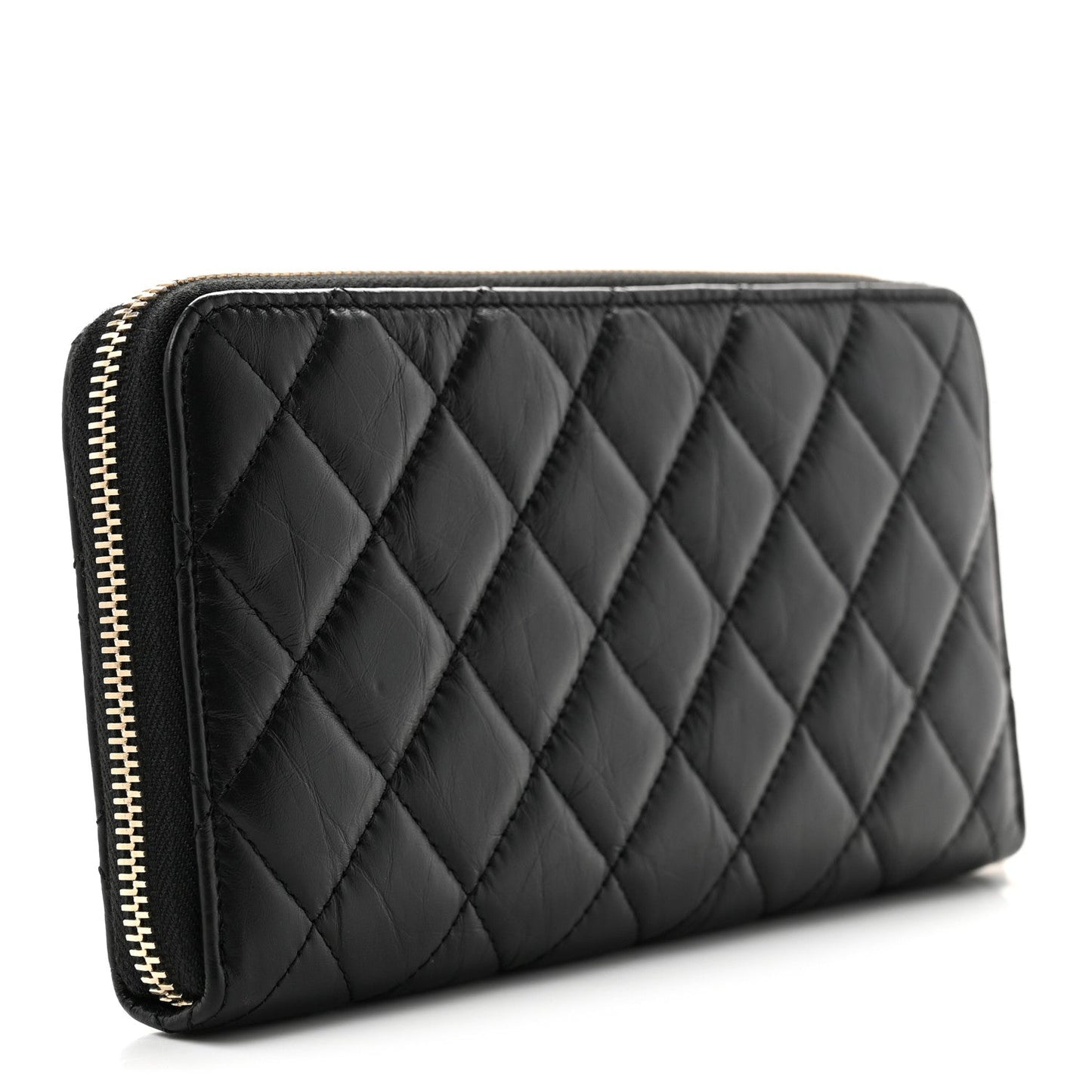 Aged Calfskin Quilted Lucky Charms 2.55 Reissue Zip Around Wallet Black
