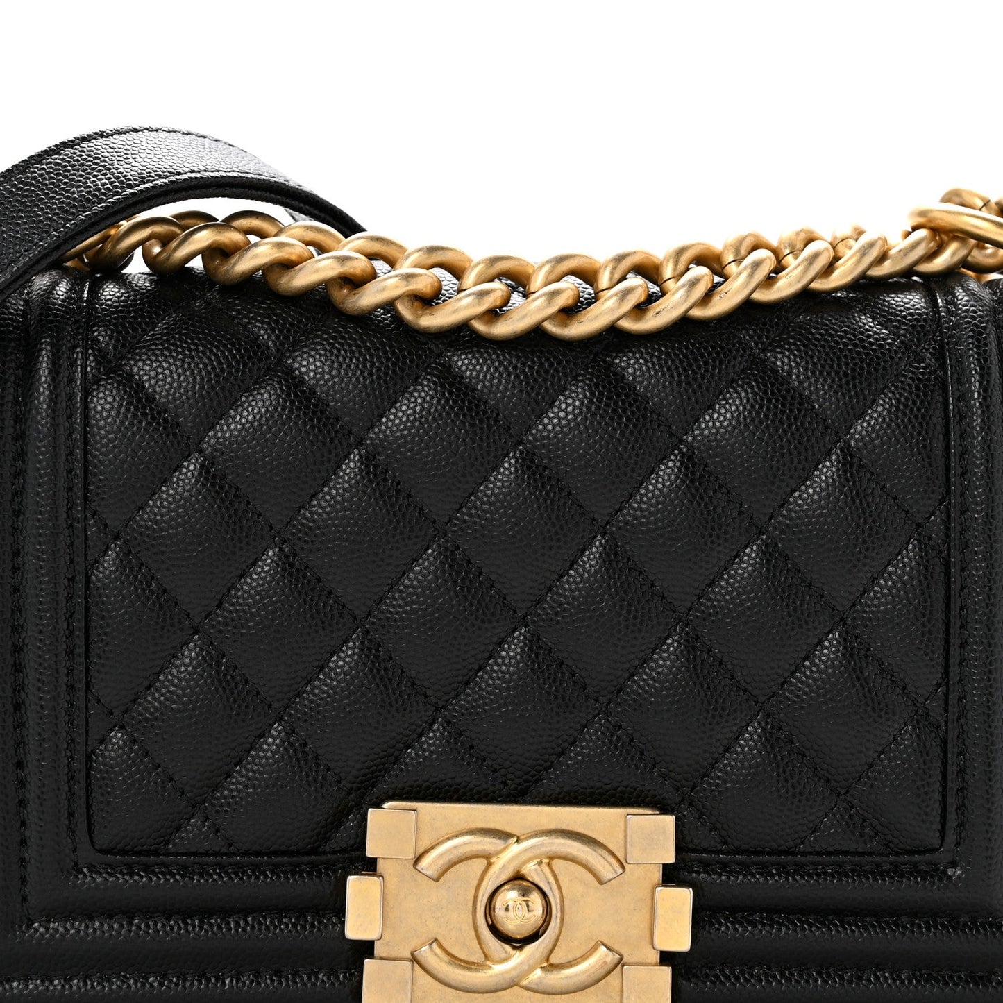 Caviar Quilted Small Boy Flap Black
