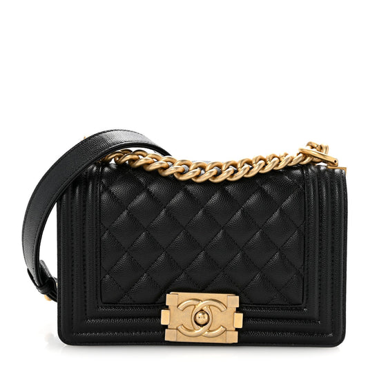 Caviar Quilted Small Boy Flap Black