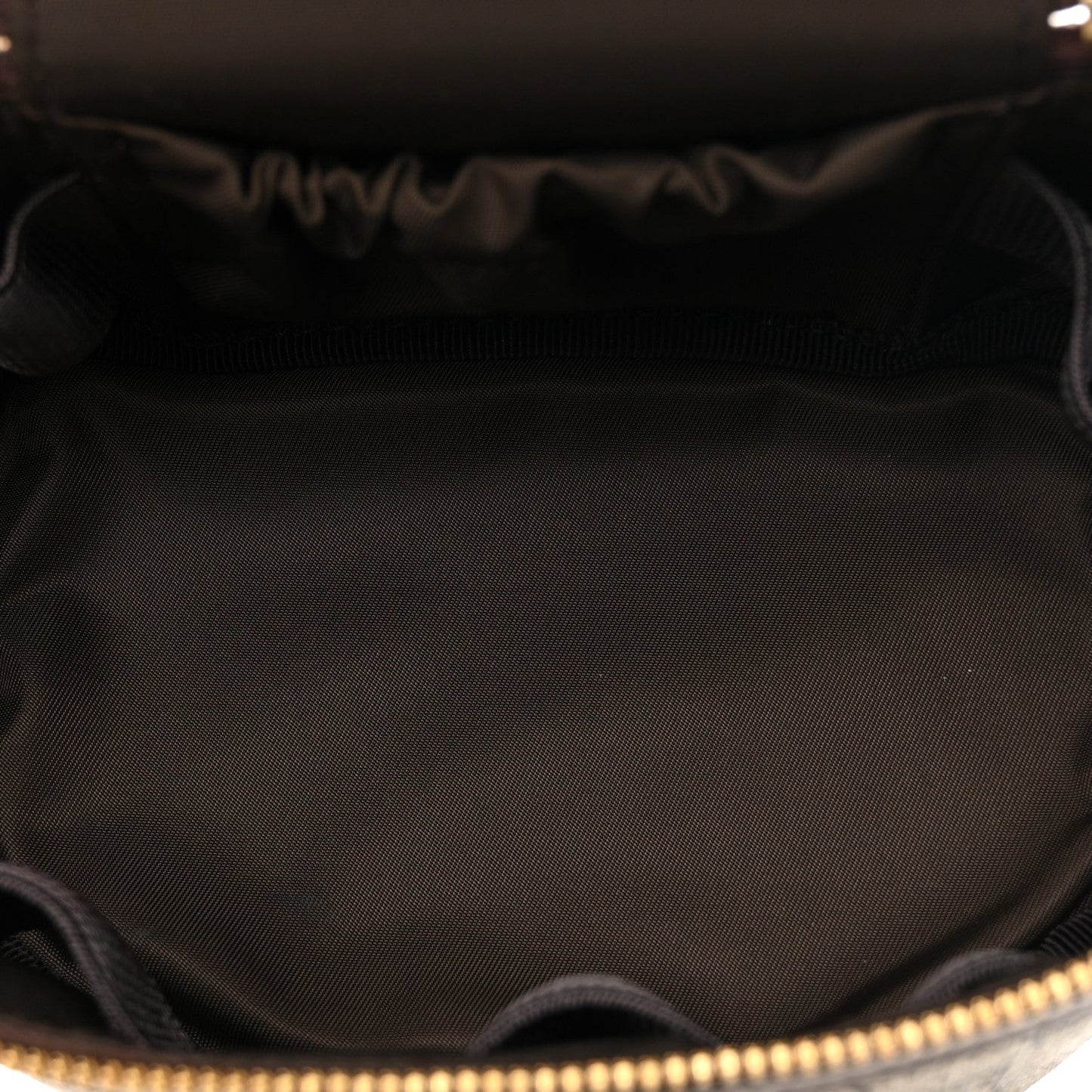 GG Supreme Monogram Textured Calfskin Web Ophidia Vanity Cosmetic Case Beige Ebony New Acero