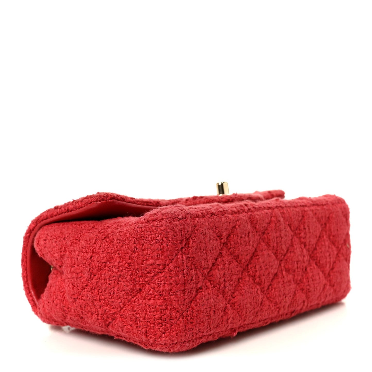 Tweed Quilted Mini Rectangular Flap Red