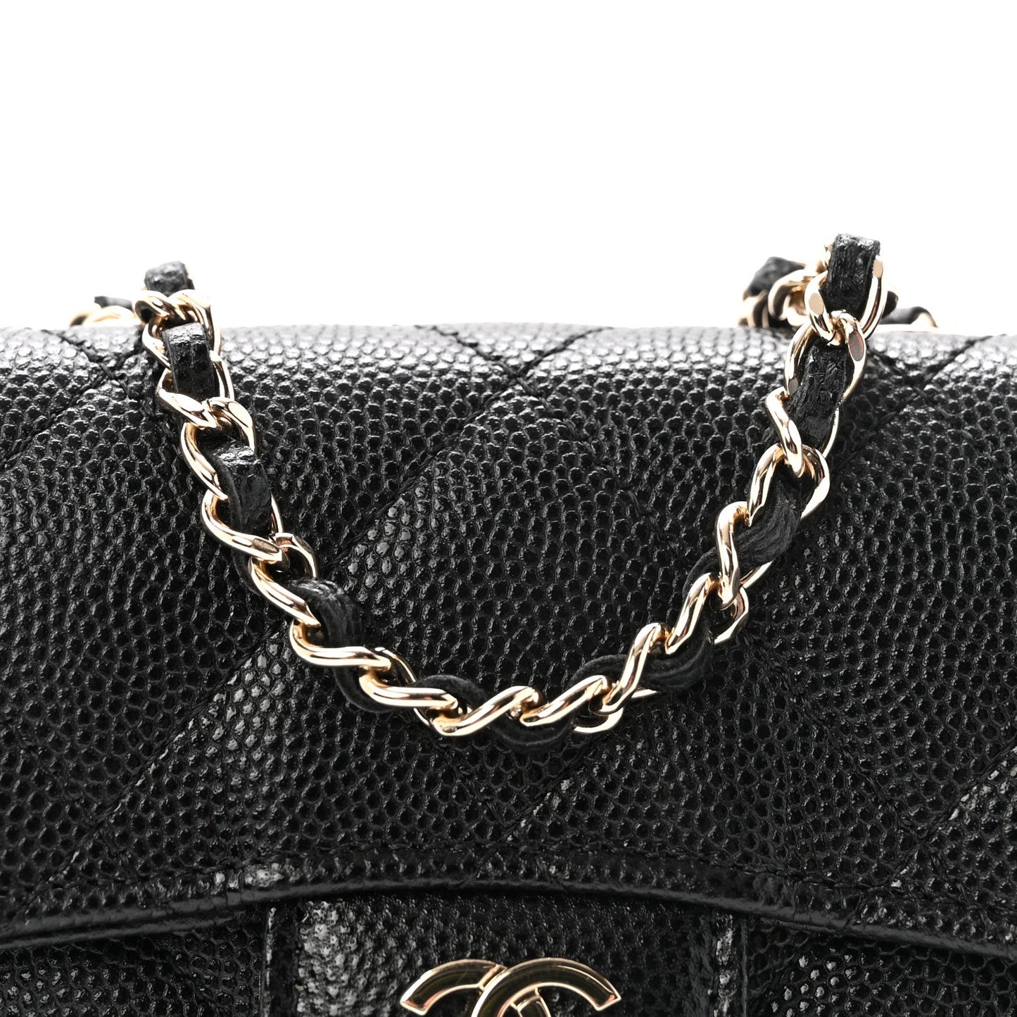 Caviar Quilted Mini Chain Belt Bag Black