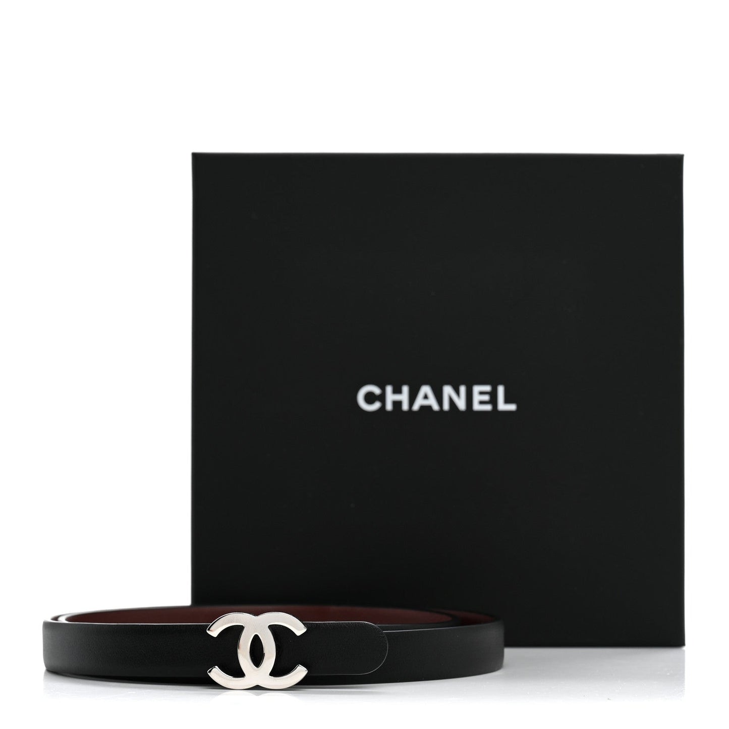 Calfskin CC Reversible Belt 70 28 Black Burgundy